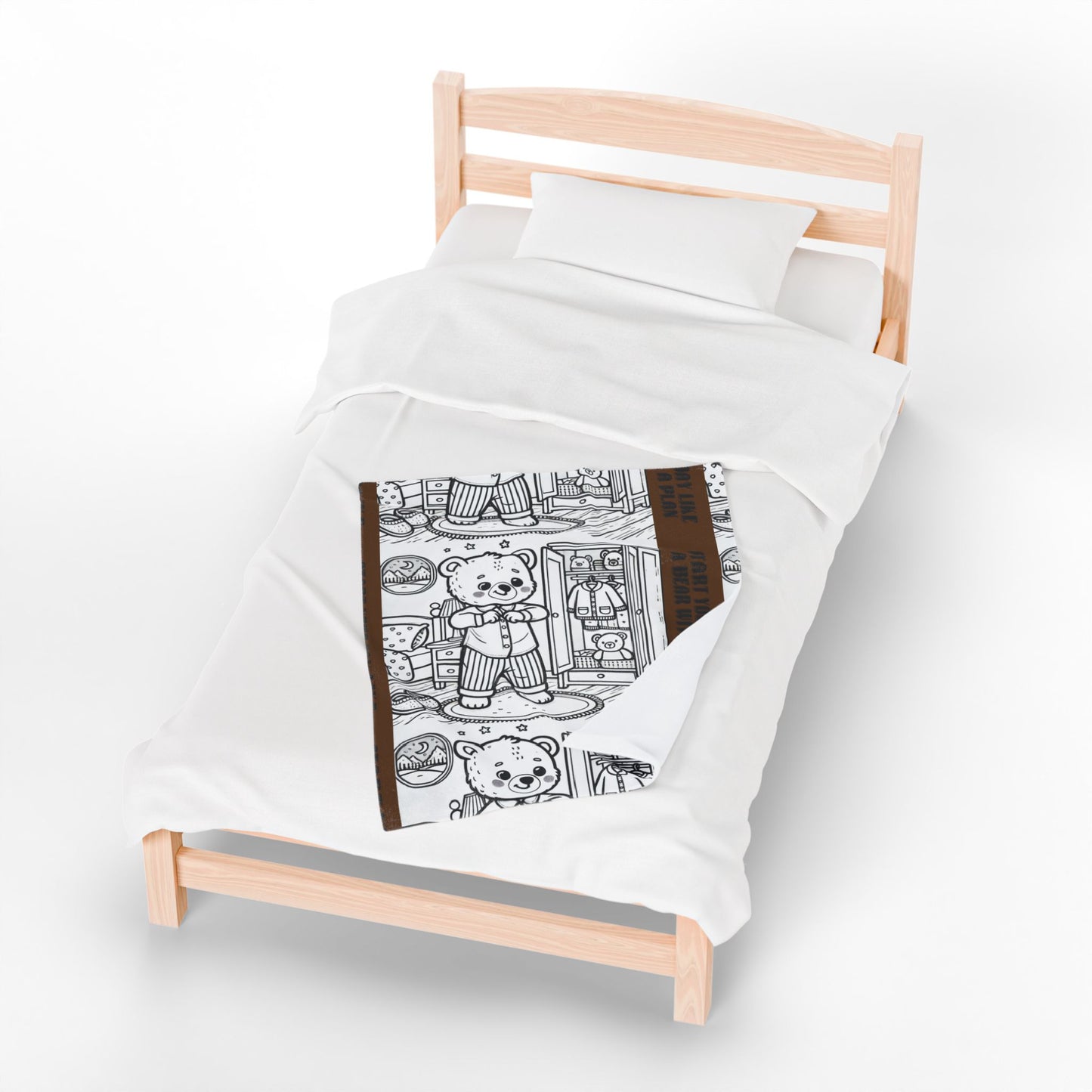 Cozy Bear Velveteen Plush Blanket, Soft Throw for Kids, Nursery Decor, Gift for Baby Shower, Bedtime Comfort, Playroom Accessory