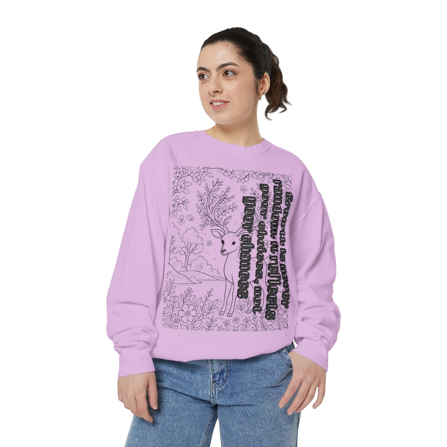 Whimsical Deer Sweatshirt | Cozy Casual Wear, Gift for Nature Lovers, Fall Fashion, Unique Artwork, Unisex Style