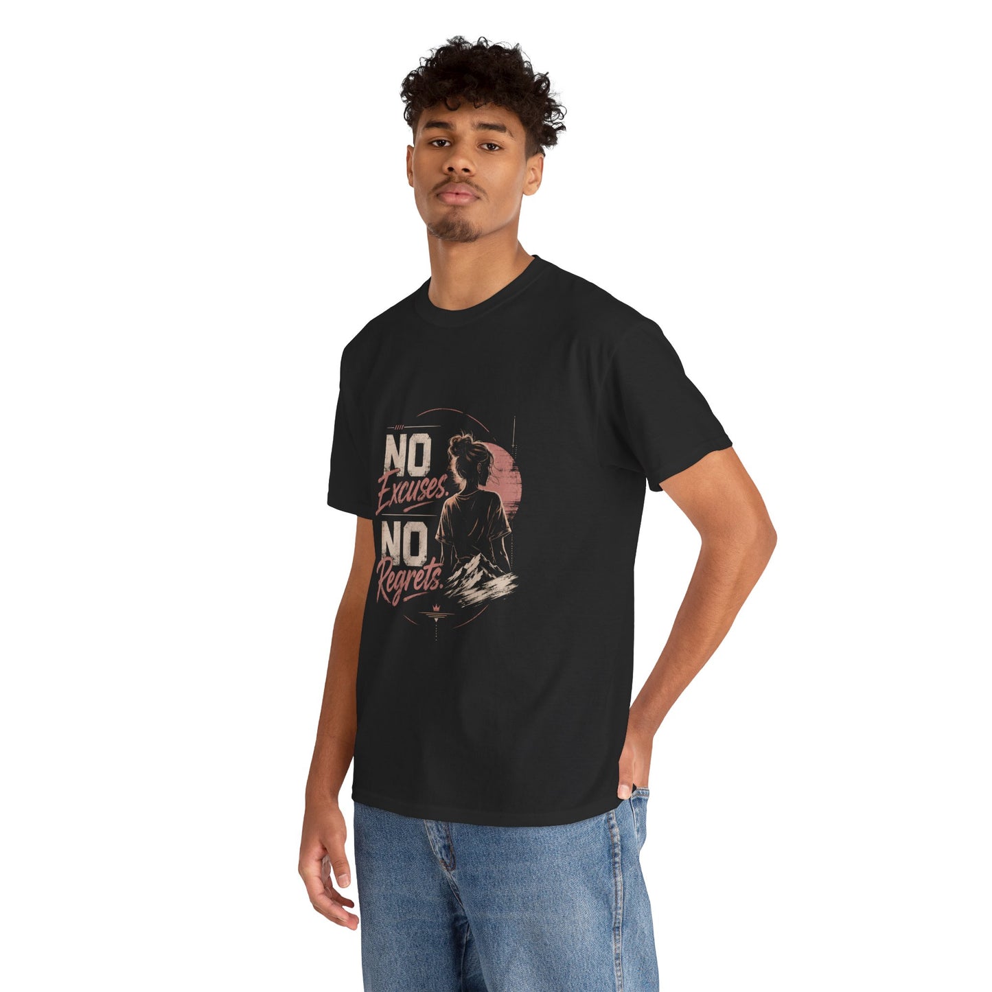 No Excuses No Regrets Tee | Motivational Graphic T-Shirt | Silhouette Design