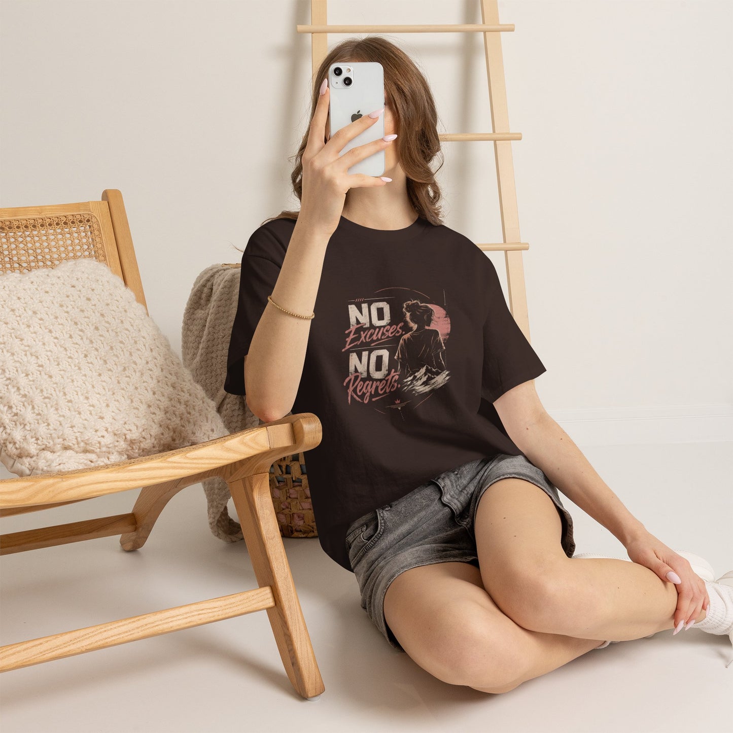 No Excuses No Regrets Tee | Motivational Graphic T-Shirt | Silhouette Design