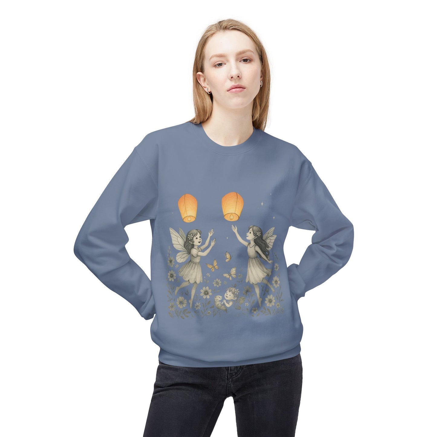 Fairy Dreams Crewneck Sweatshirt, Cozy Fleece Sweatshirt, Unisex Pullover, Fantasy Sweatshirt, Magical Gift, Boho Style