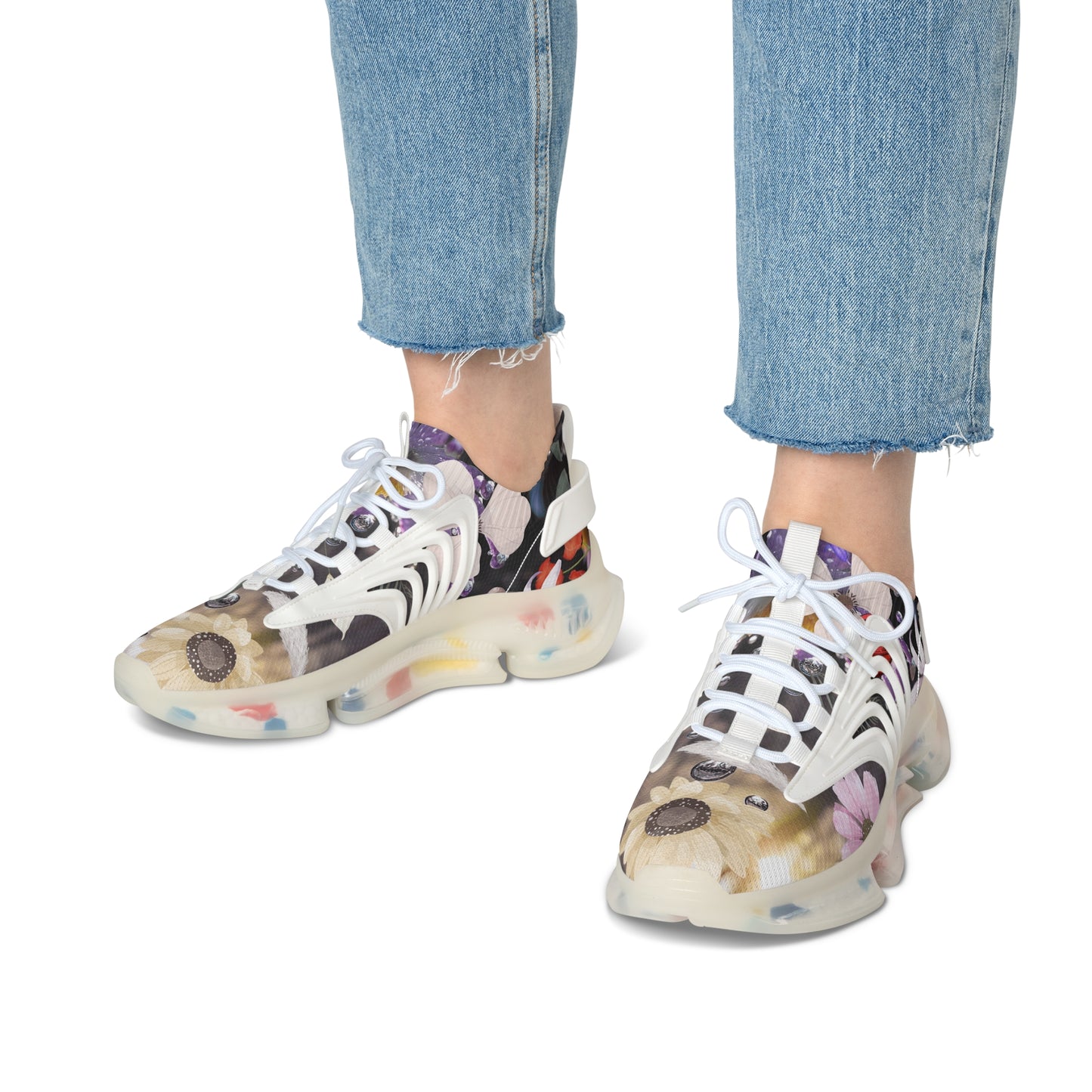 Floral Women's Mesh Sneakers - Stylish Athletic Shoes for Summer, Casual Walks, Fitness, Lightweight Sneakers, Gift for Her