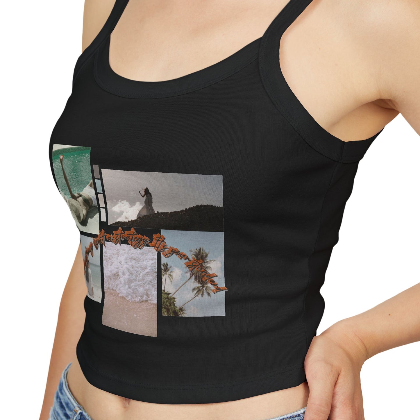 Chic Women's Spaghetti Strap Tank Top, Summer Essential, Vacation Wear, Beach Party, Casual Outfit, Stylish Layering Top