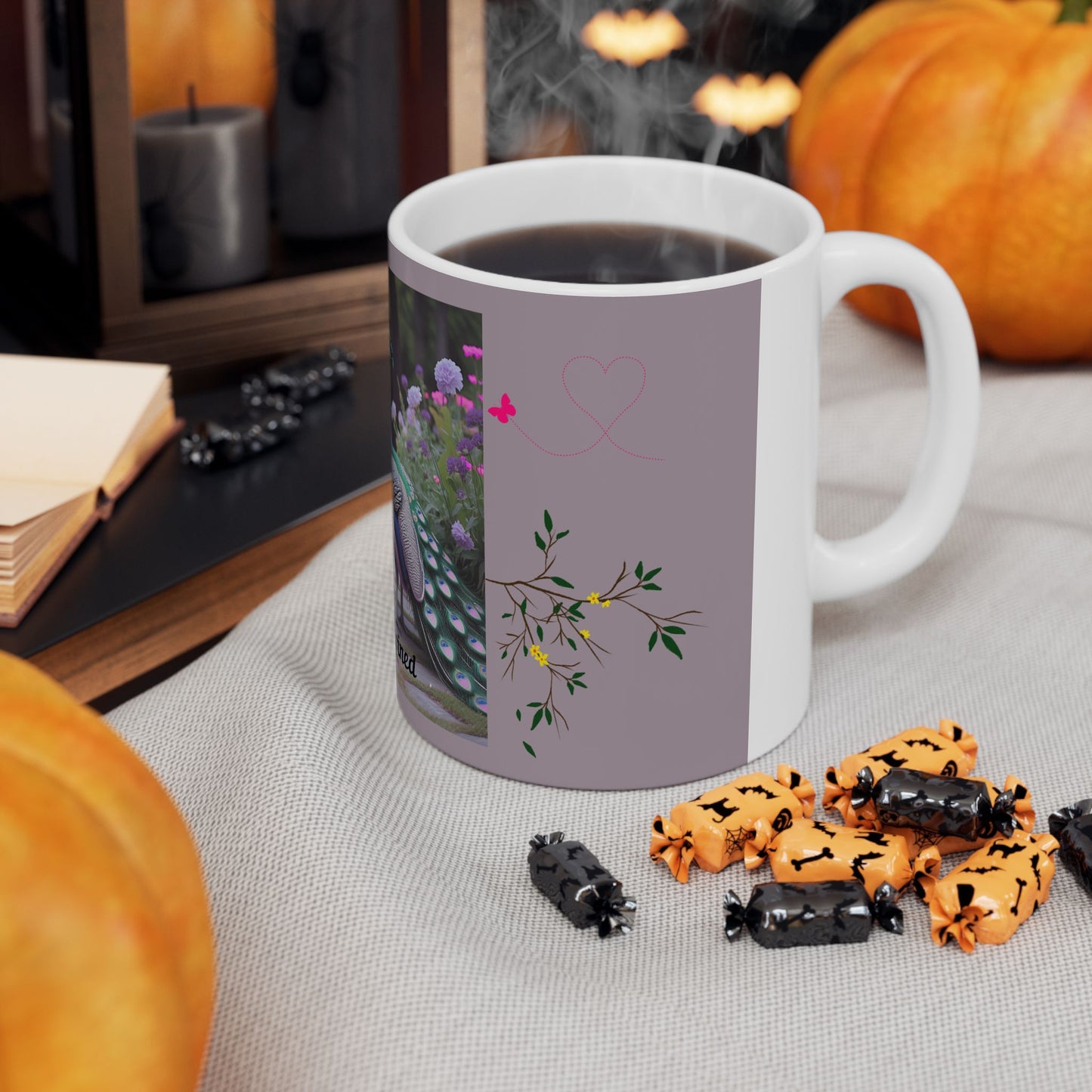 Peacock Love Ceramic Mug - Forever Entwined, Gift for Couples, Wedding, Anniversary, Home Decor, Nature Lovers