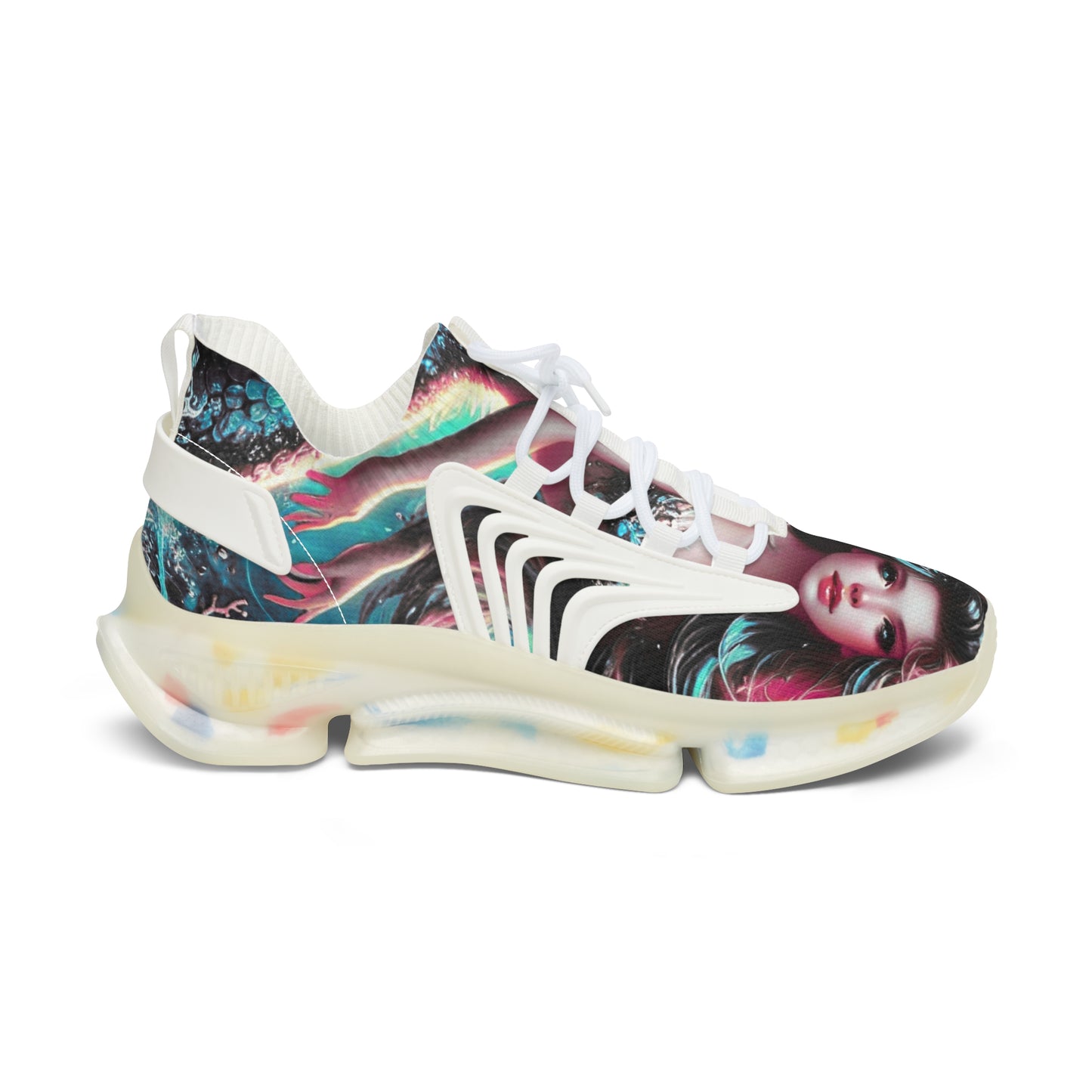 Vibrant Women's Mesh Sneakers, Stylish Athletic Shoes, Trendy Workout Footwear, Unique Fashion Sneakers, Colorful Sports Shoes