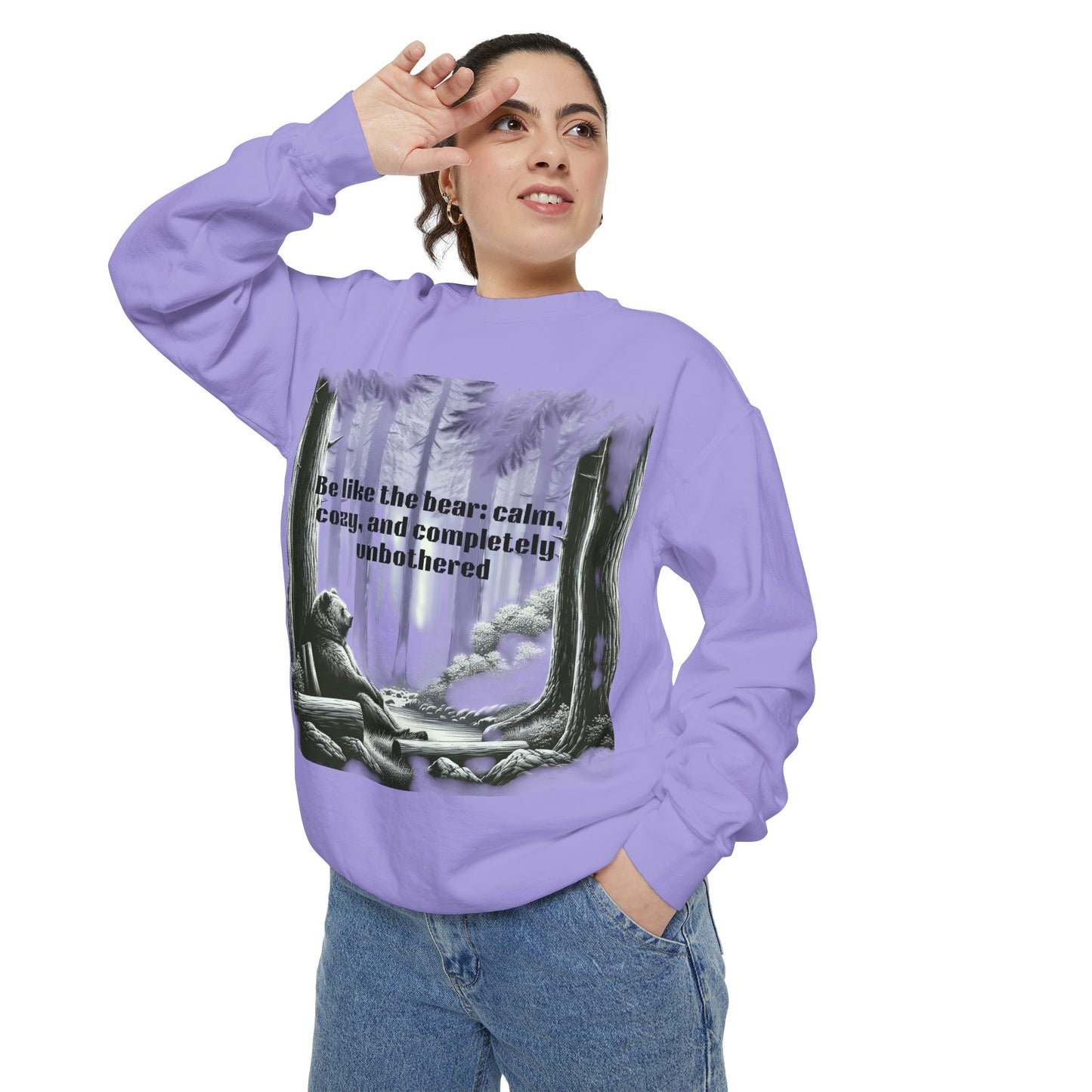 Bear Calm Sweatshirt | Unisex Garment-Dyed Cozy Crew | Inspirational Nature Apparel | Perfect Gift for Outdoor Lovers