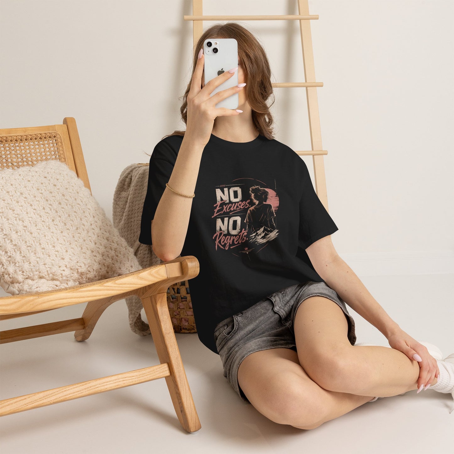 No Excuses No Regrets Tee | Motivational Graphic T-Shirt | Silhouette Design