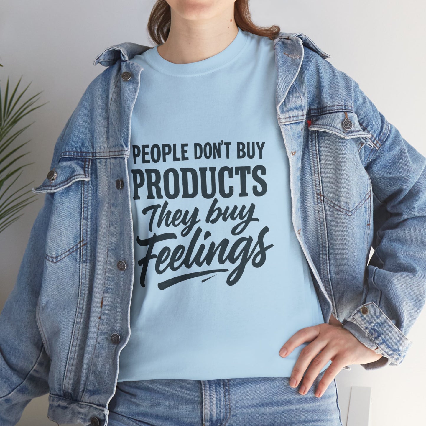 Unisex Heavy Cotton Tee: 'People Don't Buy Products, They Buy Feelings' - Casual Fashion, Gift Idea, Everyday Wear, Comfortable Style, [...]