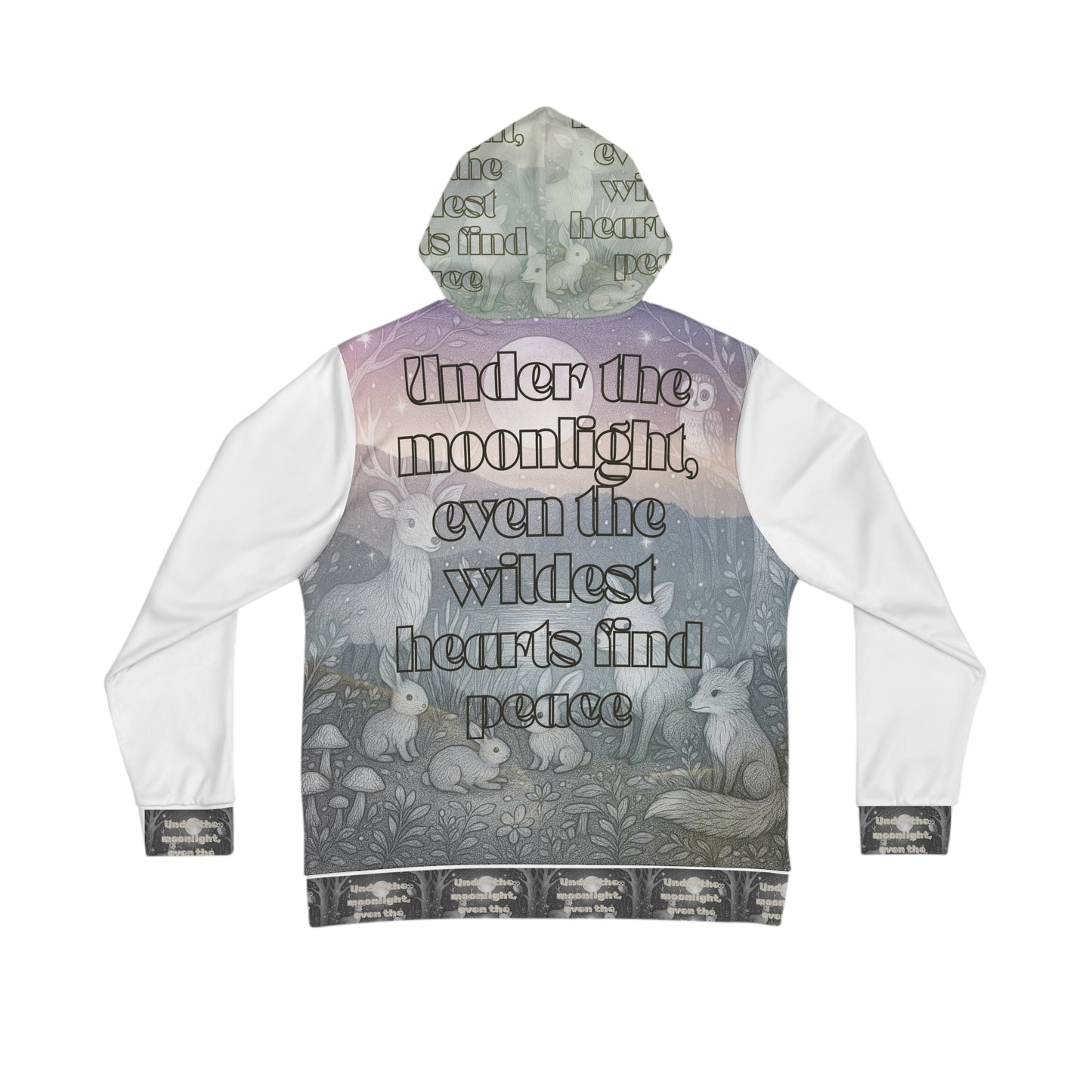 Moonlit Wonderland Hoodie, Cozy Rabbit Design, Inspirational Quote, Gift for Nature Lovers, Perfect for Relaxation & Adventures