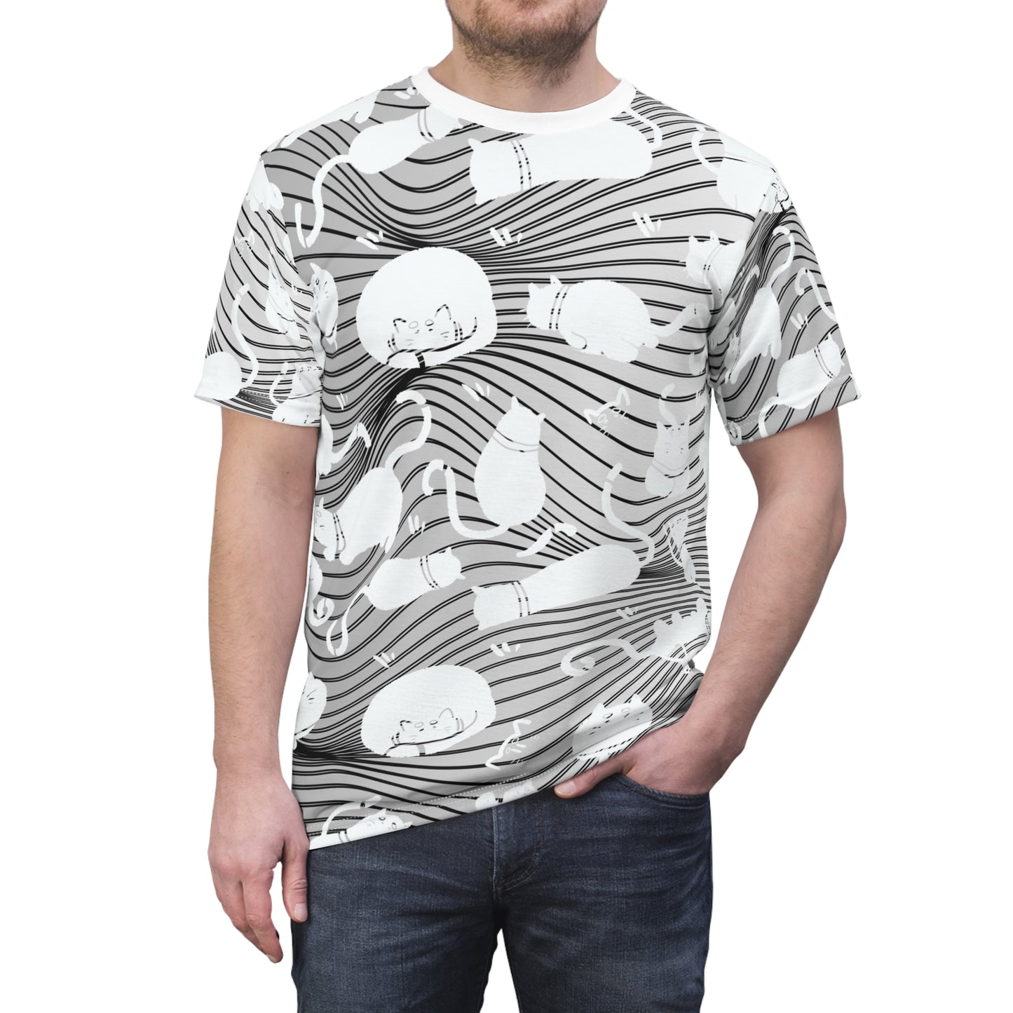 Cat-Themed Unisex Tee, AOP Cut & Sew Shirt, Fun Pet Lover Gift, Unique Cat Apparel, Comfortable Everyday Wear, Perfect for Cat Lovers, [...]