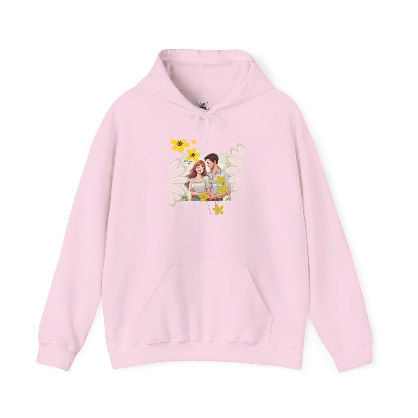 Romantic Couple Hooded Sweatshirt, Cozy Sweatshirts, Couple Gift, Valentine's Day Hoodie, Unisex Hooded Sweatshirt, Floral Hoodies
