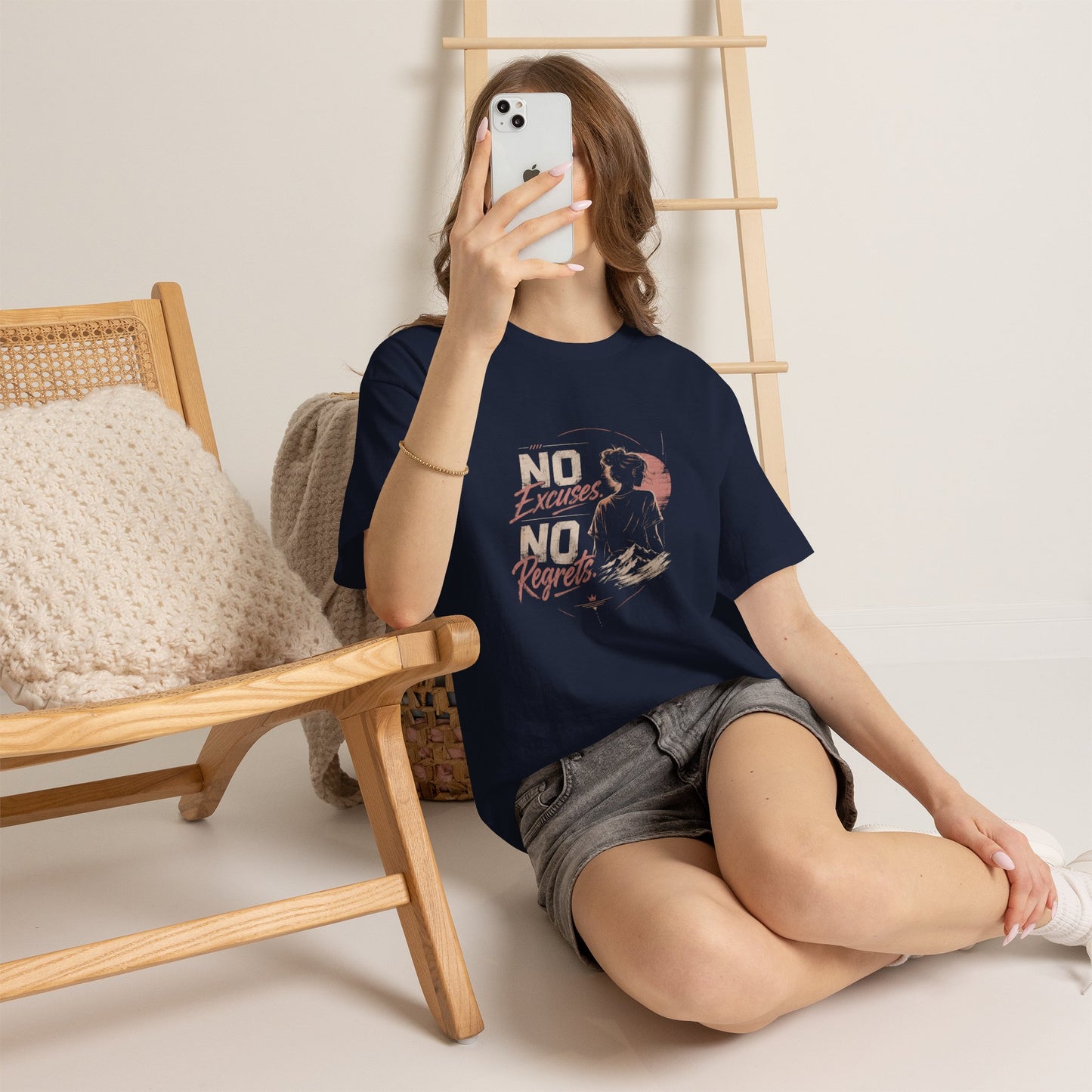 No Excuses No Regrets Tee | Motivational Graphic T-Shirt | Silhouette Design