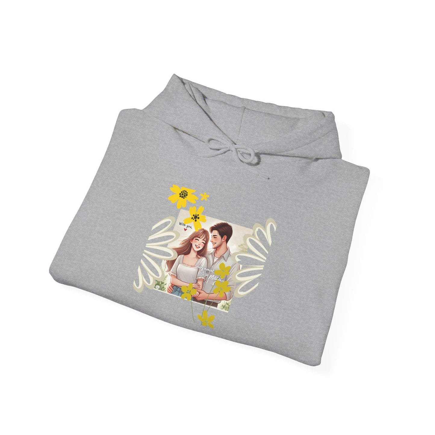 Romantic Couple Hooded Sweatshirt, Cozy Sweatshirts, Couple Gift, Valentine's Day Hoodie, Unisex Hooded Sweatshirt, Floral Hoodies