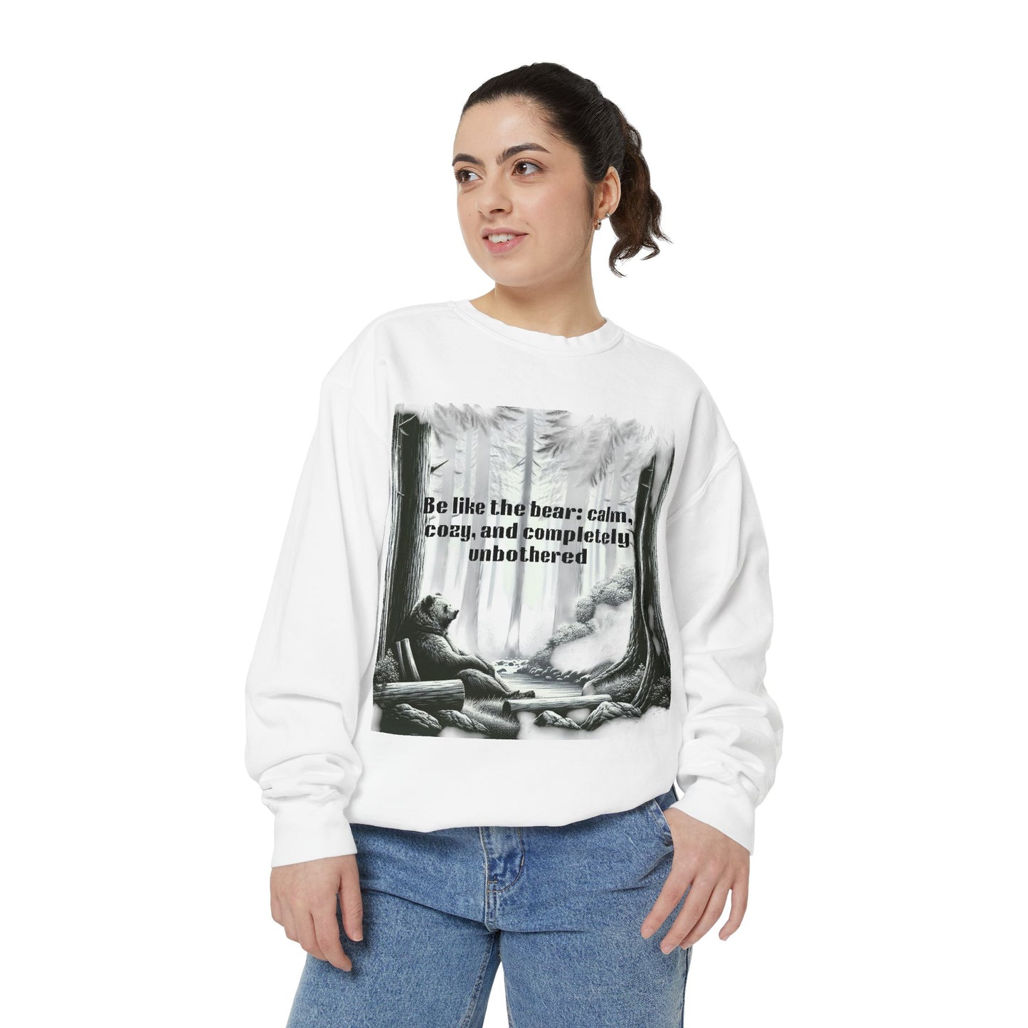Bear Calm Sweatshirt | Unisex Garment-Dyed Cozy Crew | Inspirational Nature Apparel | Perfect Gift for Outdoor Lovers