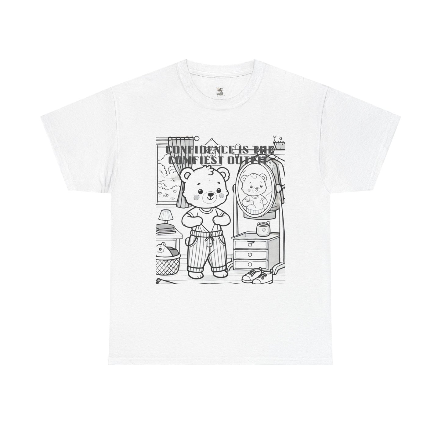 Confidence Is The Cutest Outfit Tee, Unisex Cotton T-Shirt, Cute Bear Graphic Tee, Gift for Kids, Inspirational Casual Wear