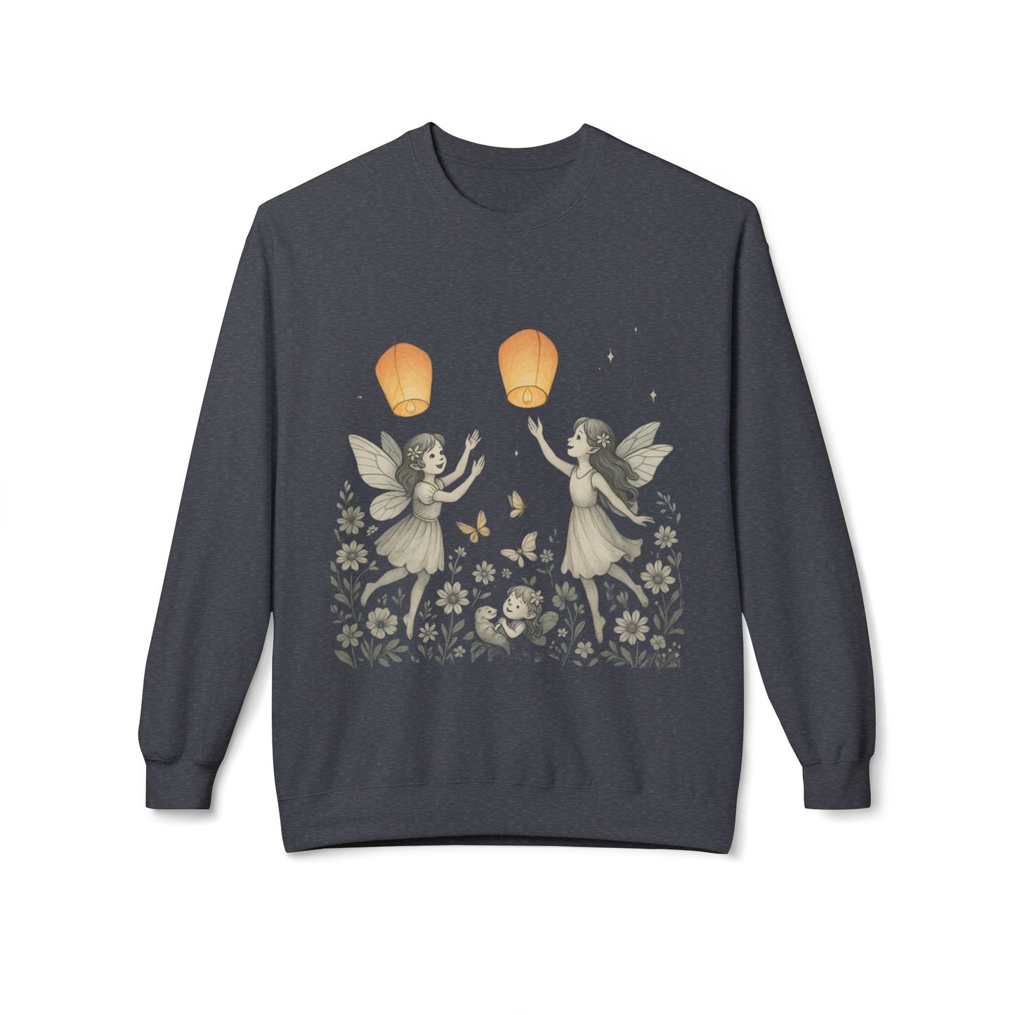 Fairy Dreams Crewneck Sweatshirt, Cozy Fleece Sweatshirt, Unisex Pullover, Fantasy Sweatshirt, Magical Gift, Boho Style
