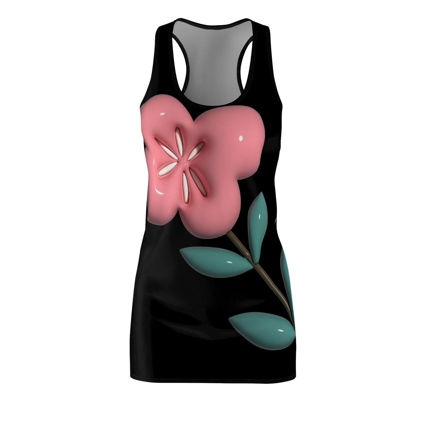 Pink Floral Illustration Racerback Dress | All-Over Print