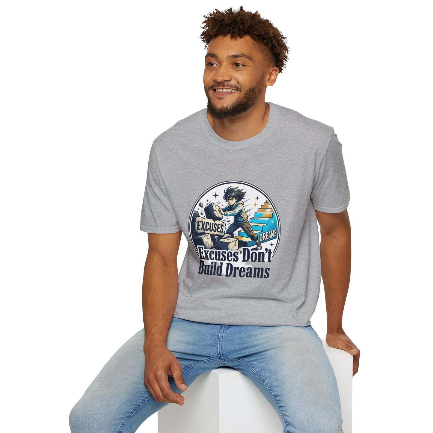 Excuses Don't Build Dreams T-Shirt — Motivational Skateboard Graphic Tee