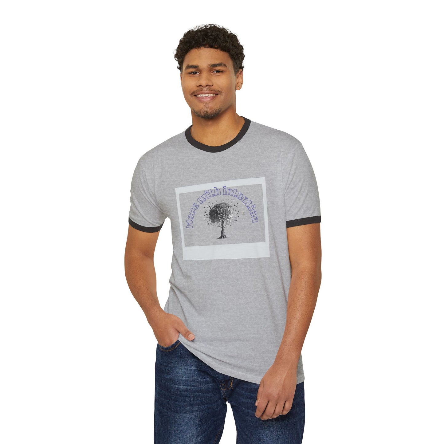 Eco-Friendly Unisex Cotton Ringer T-Shirt, Nature-Inspired Tee, Casual Wear, Gift for Tree Lovers, Relaxed Fit, Earth Day Apparel