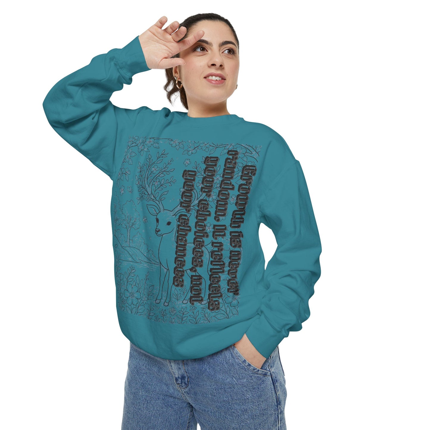Whimsical Deer Sweatshirt | Cozy Casual Wear, Gift for Nature Lovers, Fall Fashion, Unique Artwork, Unisex Style