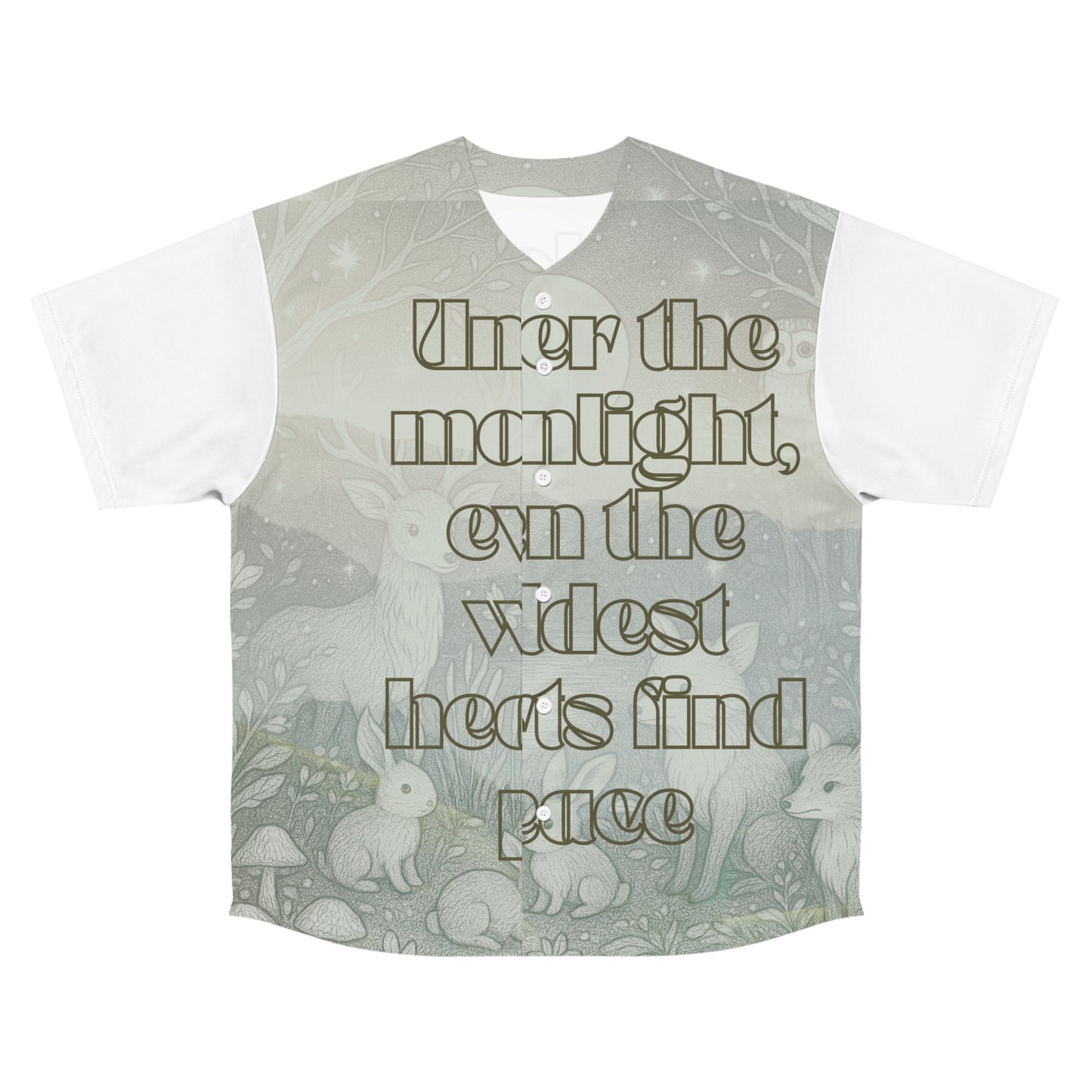 Men's Moonlit Fantasy Jersey, Nature-Inspired Baseball Jersey, Unique Graphic Tee, Woodland Animal Apparel, Gift for Nature Lovers, [...]
