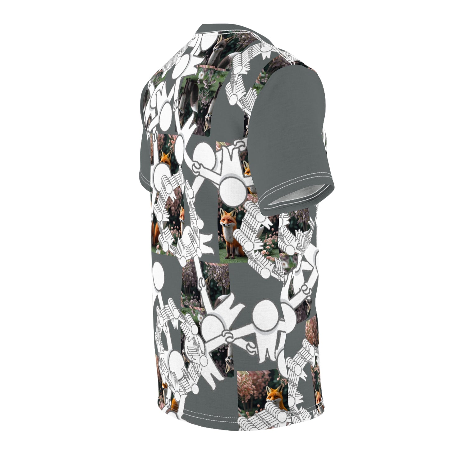Whimsical Fox Pattern Tee, Unisex Graphic Shirt for Nature Lovers, Fun Gift for Birthdays, Casual Summer Wear, Eco-Friendly Style