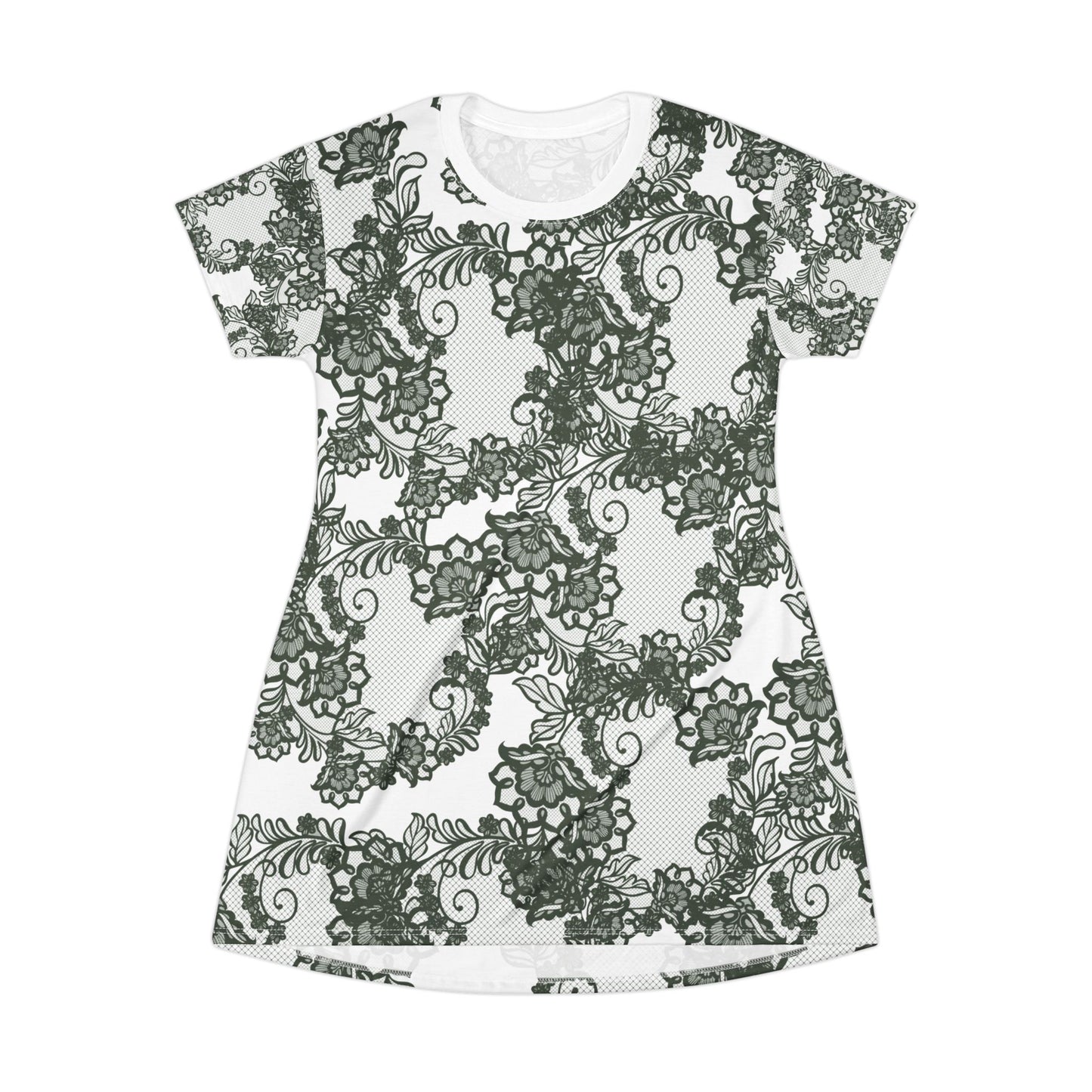 Green Floral T-Shirt Dress, Bohemian Style Dress, Casual Wear, Summer Fashion, Gift for Her, Vacation Outfit