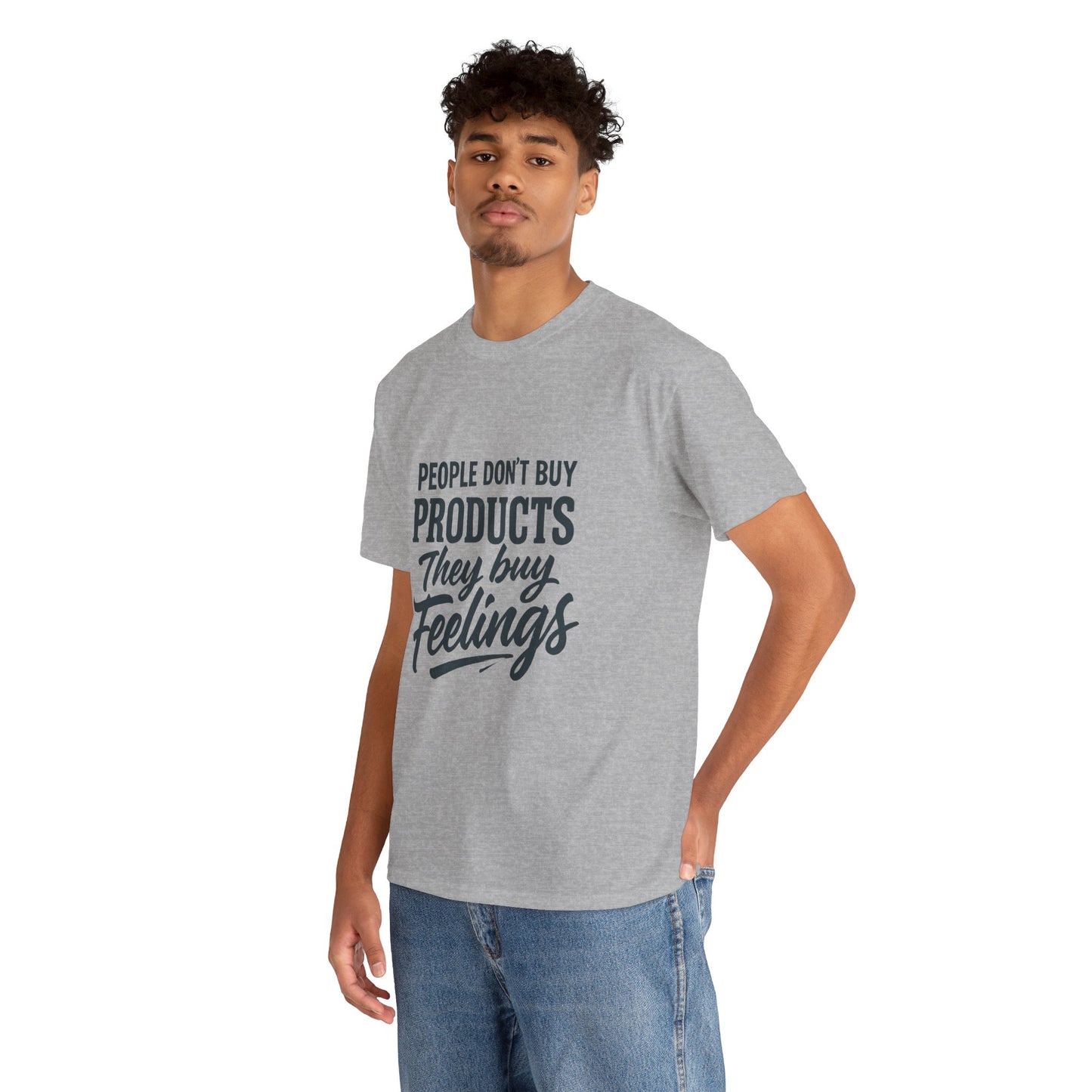 Unisex Heavy Cotton Tee: 'People Don't Buy Products, They Buy Feelings' - Casual Fashion, Gift Idea, Everyday Wear, Comfortable Style, [...]