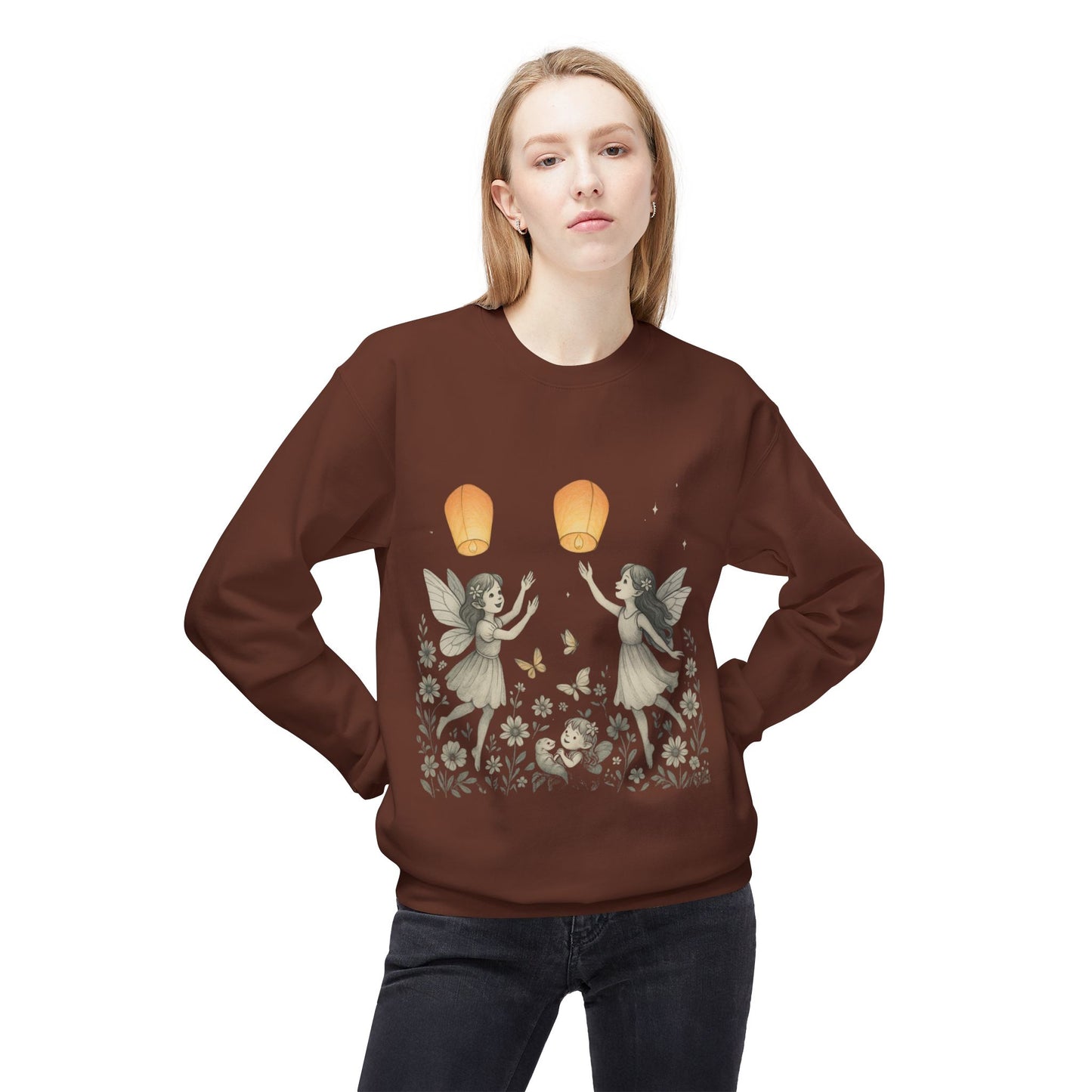Fairy Dreams Crewneck Sweatshirt, Cozy Fleece Sweatshirt, Unisex Pullover, Fantasy Sweatshirt, Magical Gift, Boho Style