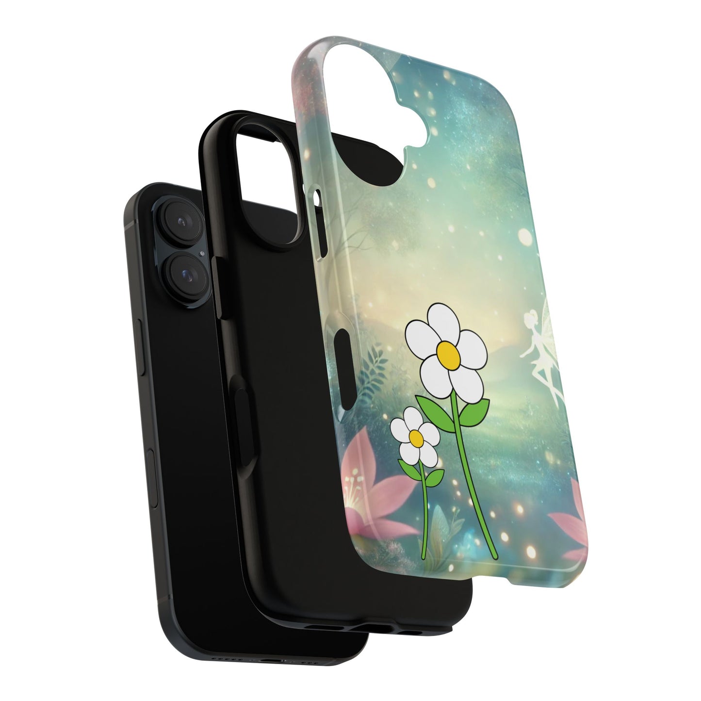 Flower Fairy Phone Case, Tough Phone Cover, Floral Design, Fairy Aesthetic, Gift for Her, Spring Decor, Cute Case for Friends