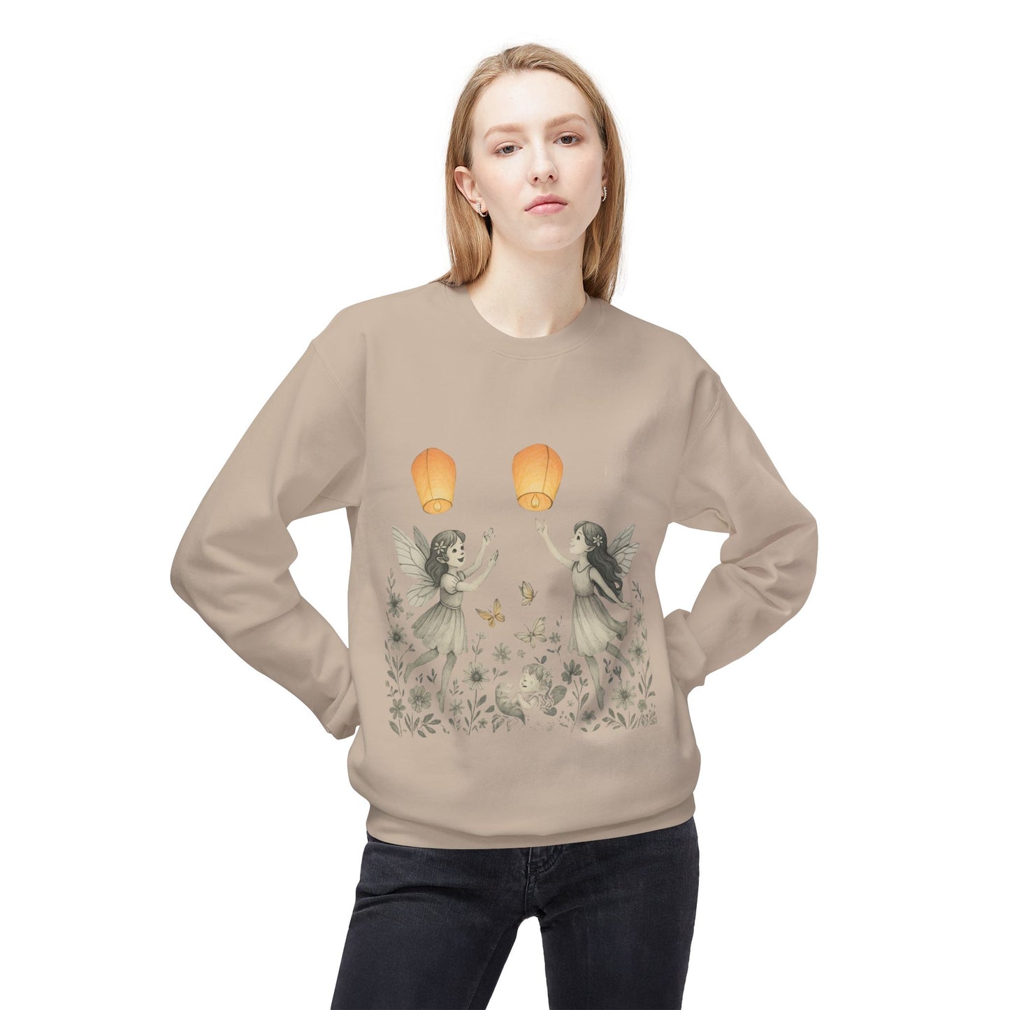 Fairy Dreams Crewneck Sweatshirt, Cozy Fleece Sweatshirt, Unisex Pullover, Fantasy Sweatshirt, Magical Gift, Boho Style