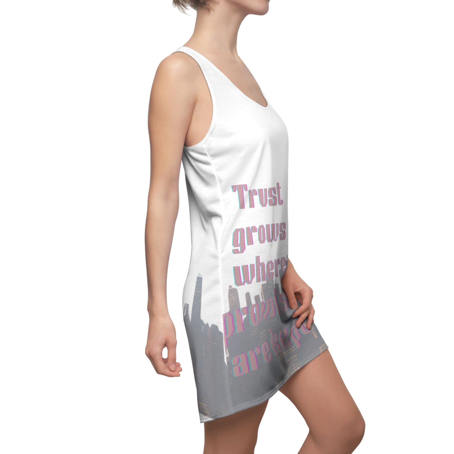 Trust Grows Racerback Dress, Motivational Dress, Inspirational Fashion, Women's Summer Dress, Unique Gift for Her, Casual Everyday Wear
