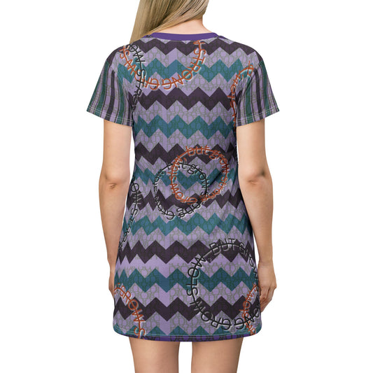 Chic Geometric T-Shirt Dress, Casual Outfit, Summer Style, Boho Fashion, Unique Print Dress, Perfect for Festivals and Vacations