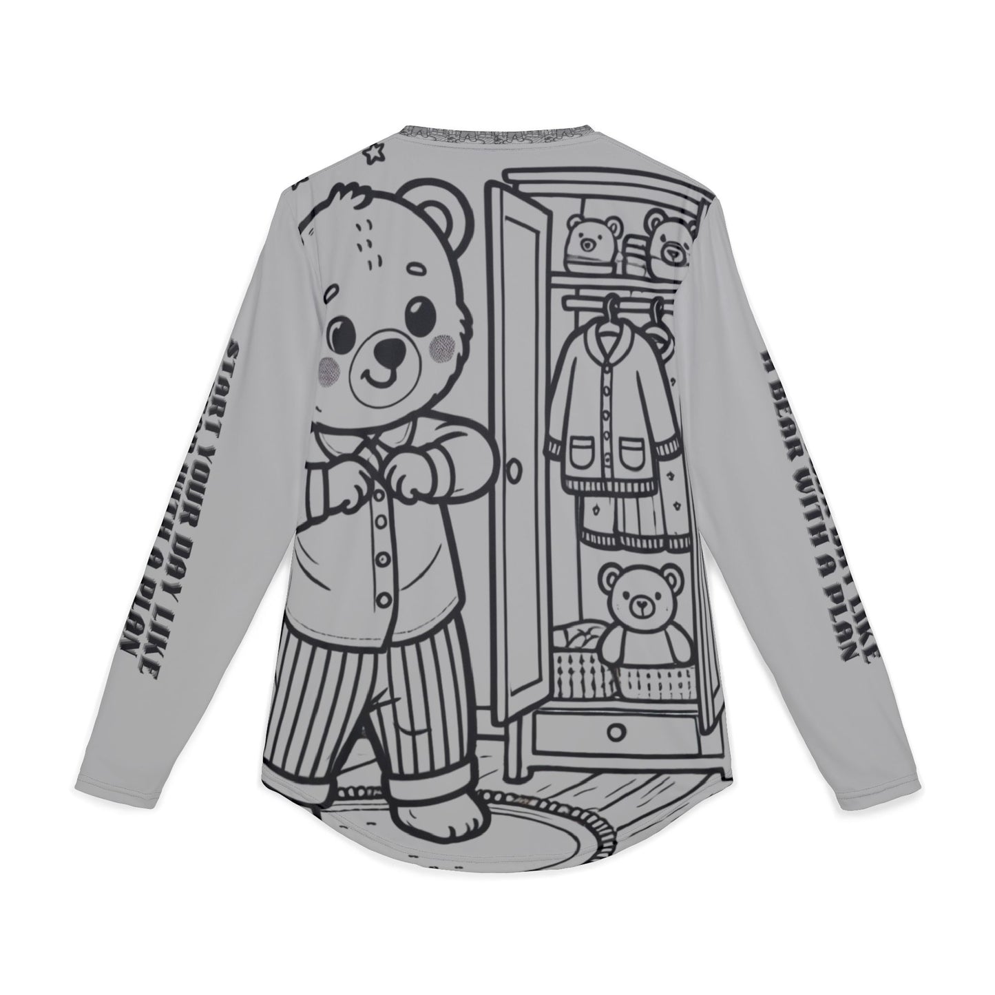 Men's UV Protection Long Sleeve Shirt - Cute Bear Design for Outdoor Adventures, Summer Activities, Beach Wear, Gift for Dad, Fun Day