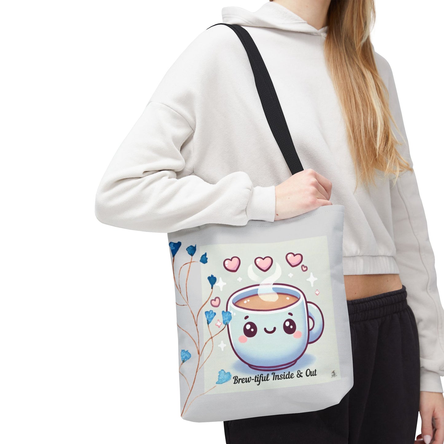 Cute Coffee Tote Bag, AOP Coffee Lover's Gift, Eco-Friendly Shopping Bag, Adorable Canvas Tote for Everyday Use, Heartfelt Design