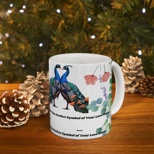 Ceramic Mug with Elegant Peacock Design - Perfect Gift for Nature Lovers, Coffee Lovers, Home Decor, Wedding Gifts, Birthday Gifts