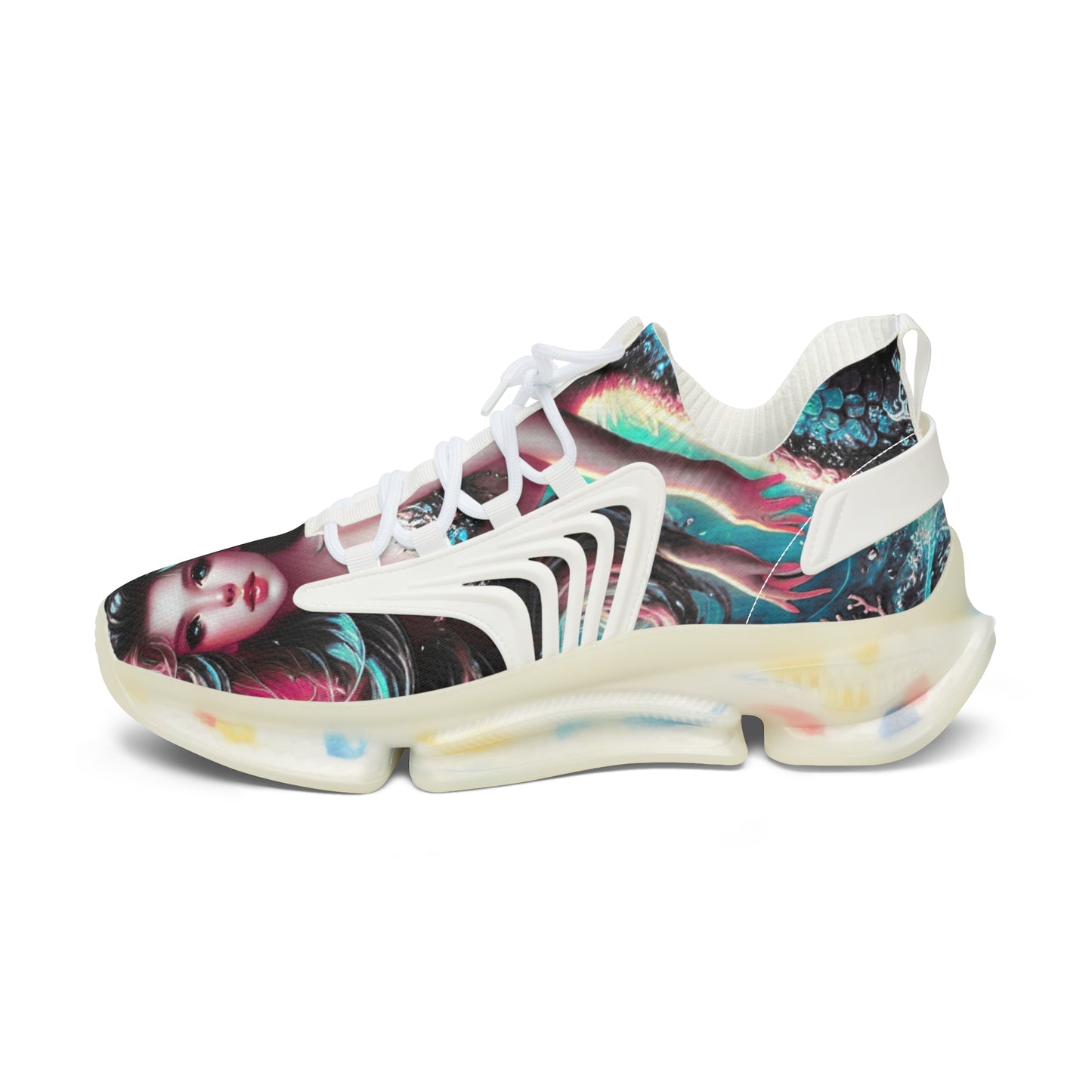 Vibrant Women's Mesh Sneakers, Stylish Athletic Shoes, Trendy Workout Footwear, Unique Fashion Sneakers, Colorful Sports Shoes