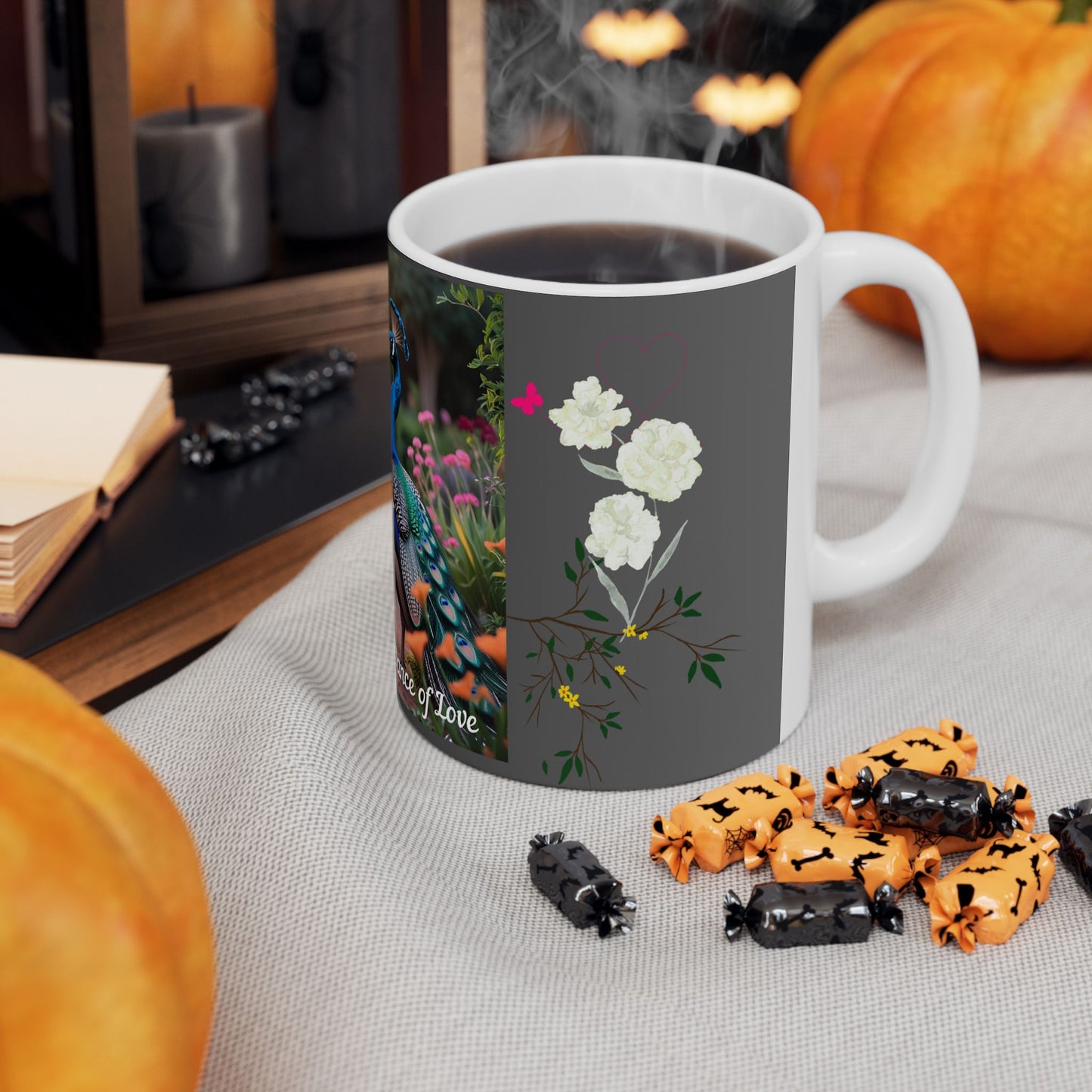 Peacock Pair Love Ceramic Mug - Dance of Love, Gift for Nature Lovers, Cute Couples Mug, Unique Home Decor, Animal Lover Gift