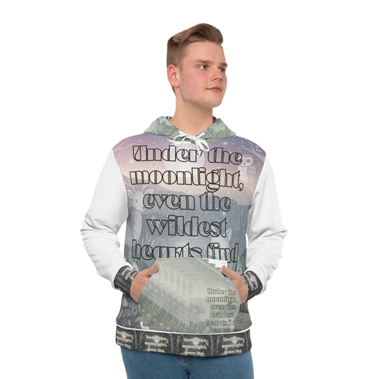 Moonlit Wonderland Hoodie, Cozy Rabbit Design, Inspirational Quote, Gift for Nature Lovers, Perfect for Relaxation & Adventures