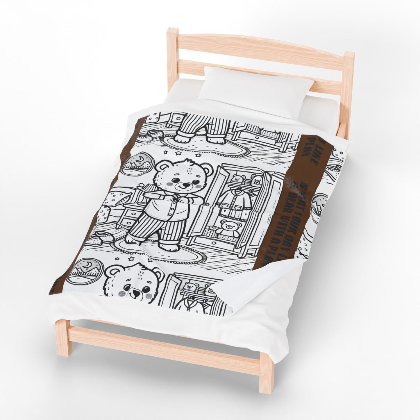 Cozy Bear Velveteen Plush Blanket, Soft Throw for Kids, Nursery Decor, Gift for Baby Shower, Bedtime Comfort, Playroom Accessory