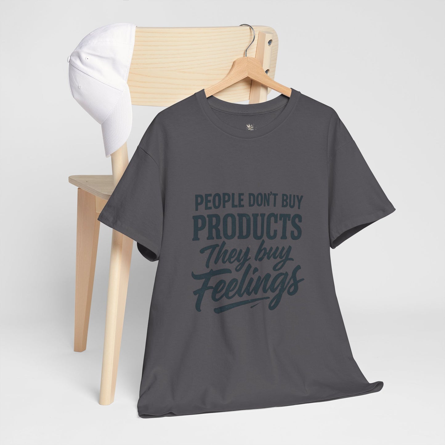 Unisex Heavy Cotton Tee: 'People Don't Buy Products, They Buy Feelings' - Casual Fashion, Gift Idea, Everyday Wear, Comfortable Style, [...]