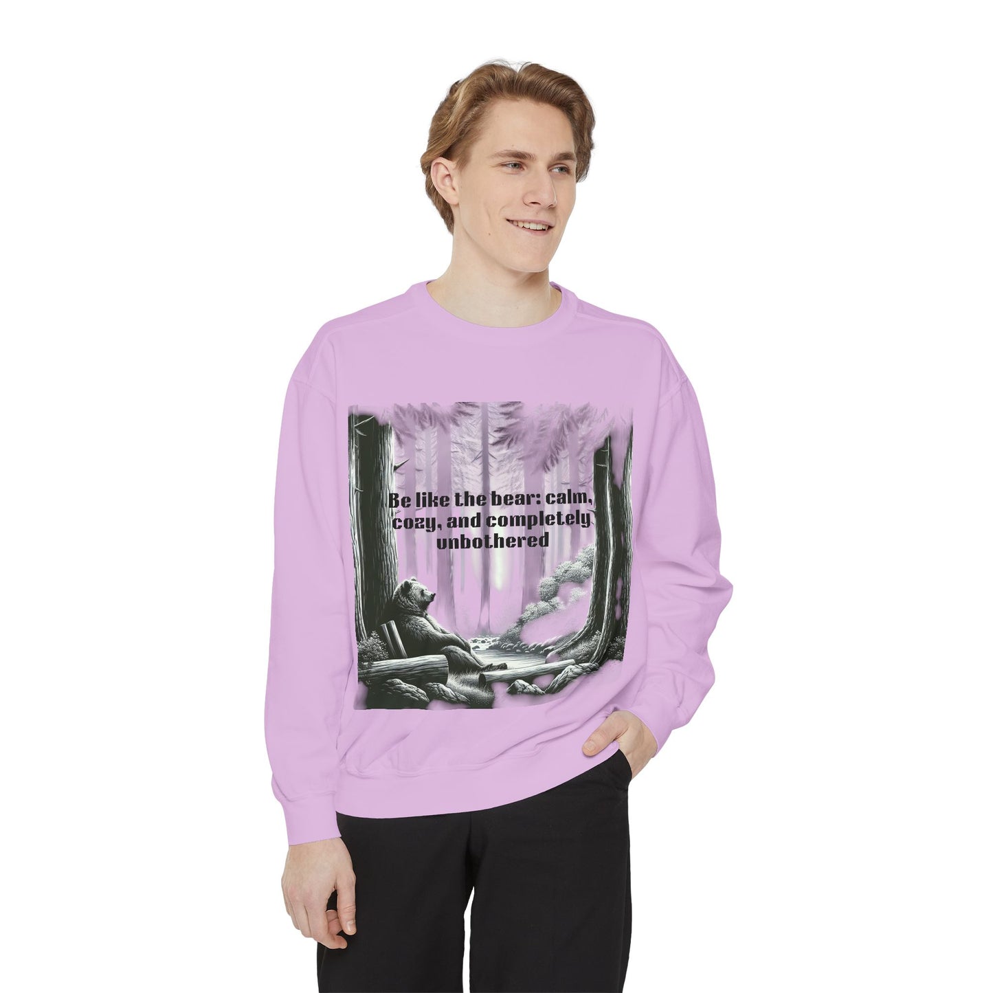 Bear Calm Sweatshirt | Unisex Garment-Dyed Cozy Crew | Inspirational Nature Apparel | Perfect Gift for Outdoor Lovers
