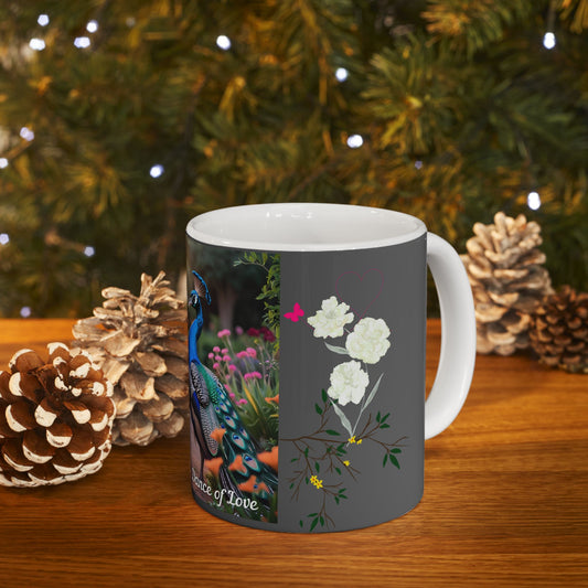 Peacock Pair Love Ceramic Mug - Dance of Love, Gift for Nature Lovers, Cute Couples Mug, Unique Home Decor, Animal Lover Gift