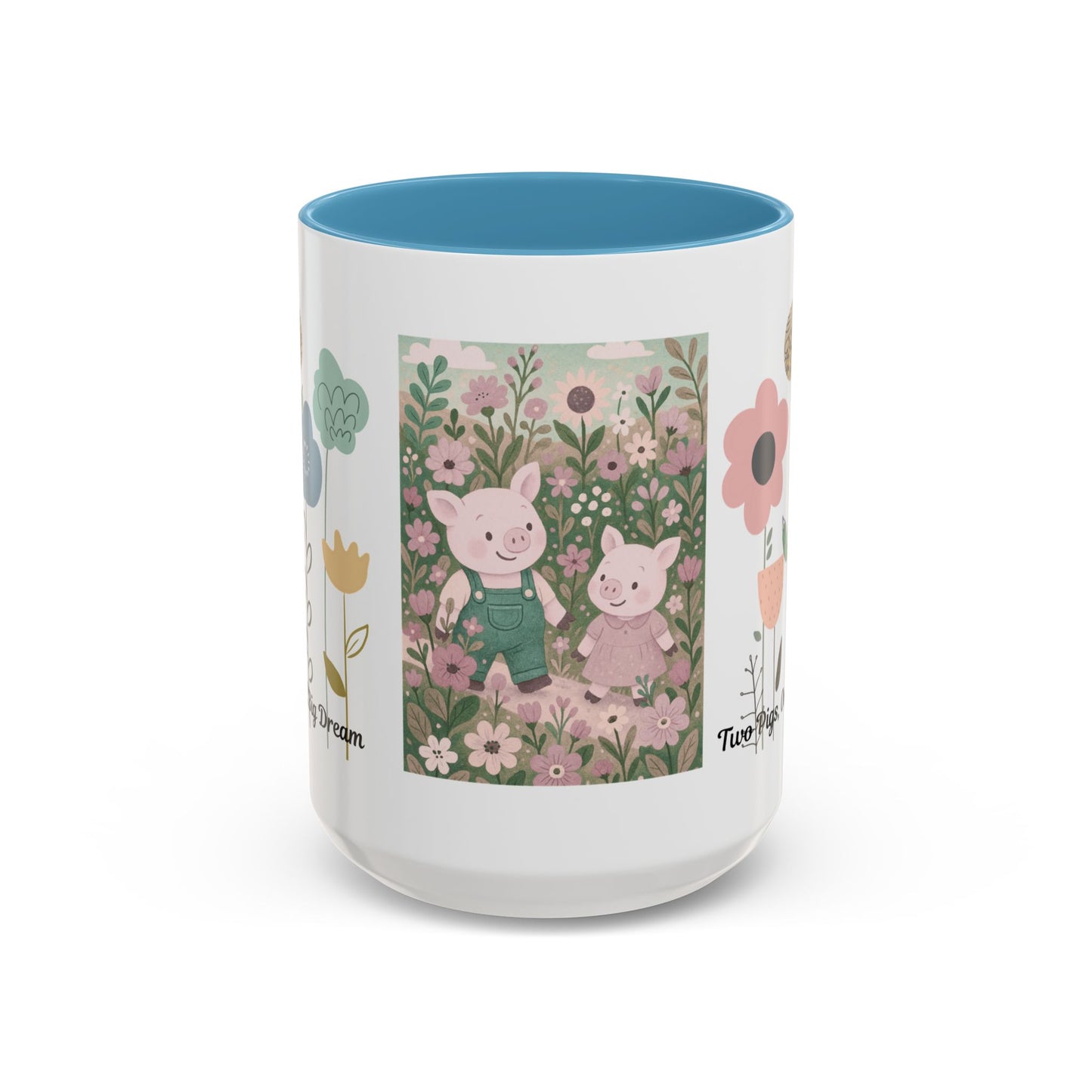 Charming Piggy Coffee Mug, Cute Animal Tea Cup, Floral Design Drinkware, Gift for Animal Lovers, Kitchen Decor, Unique Birthday Gift