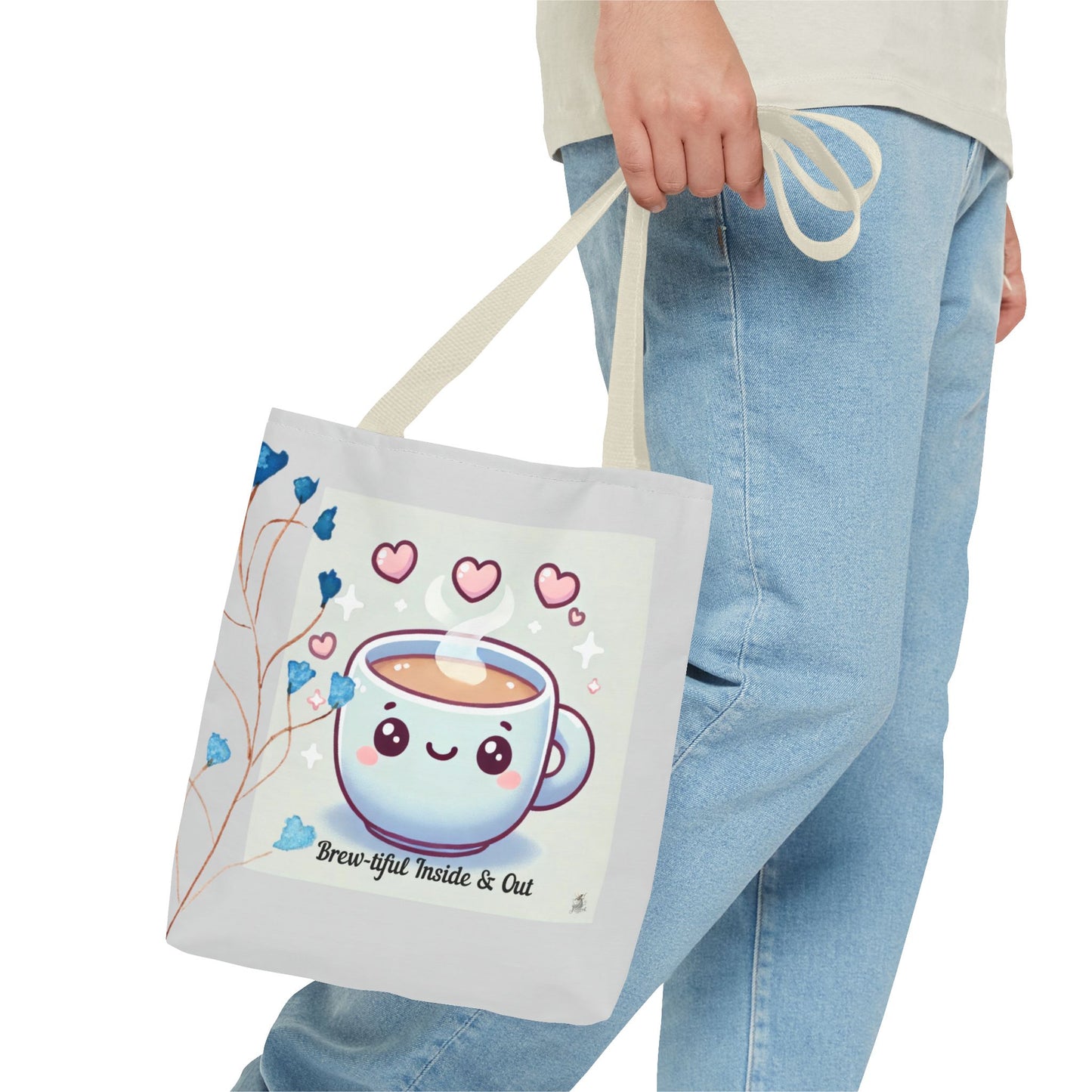 Cute Coffee Tote Bag, AOP Coffee Lover's Gift, Eco-Friendly Shopping Bag, Adorable Canvas Tote for Everyday Use, Heartfelt Design