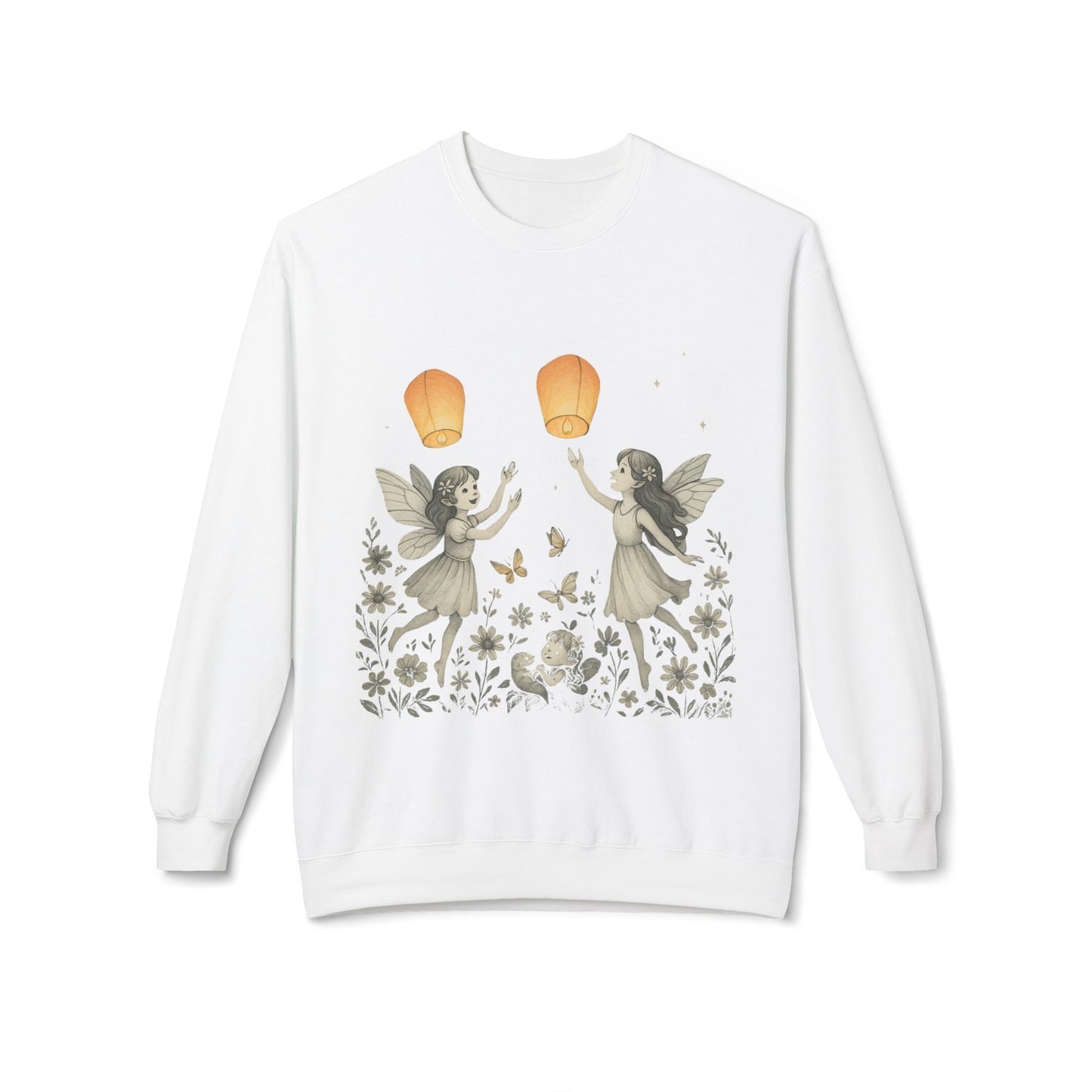 Fairy Dreams Crewneck Sweatshirt, Cozy Fleece Sweatshirt, Unisex Pullover, Fantasy Sweatshirt, Magical Gift, Boho Style