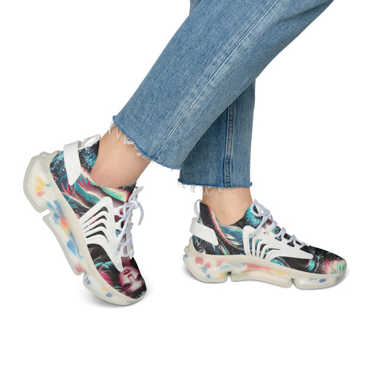 Vibrant Women's Mesh Sneakers, Stylish Athletic Shoes, Trendy Workout Footwear, Unique Fashion Sneakers, Colorful Sports Shoes