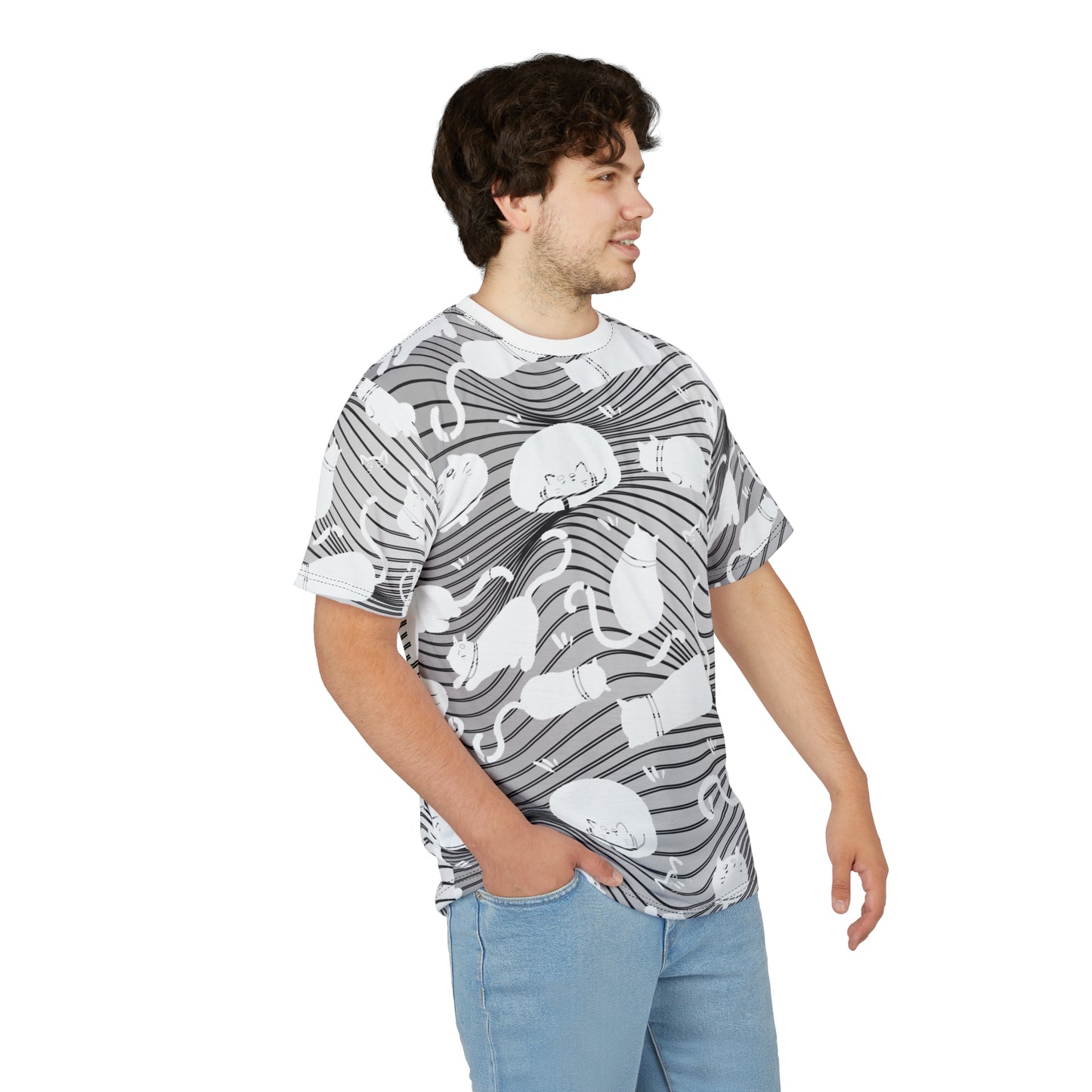 Cat-Themed Unisex Tee, AOP Cut & Sew Shirt, Fun Pet Lover Gift, Unique Cat Apparel, Comfortable Everyday Wear, Perfect for Cat Lovers, [...]