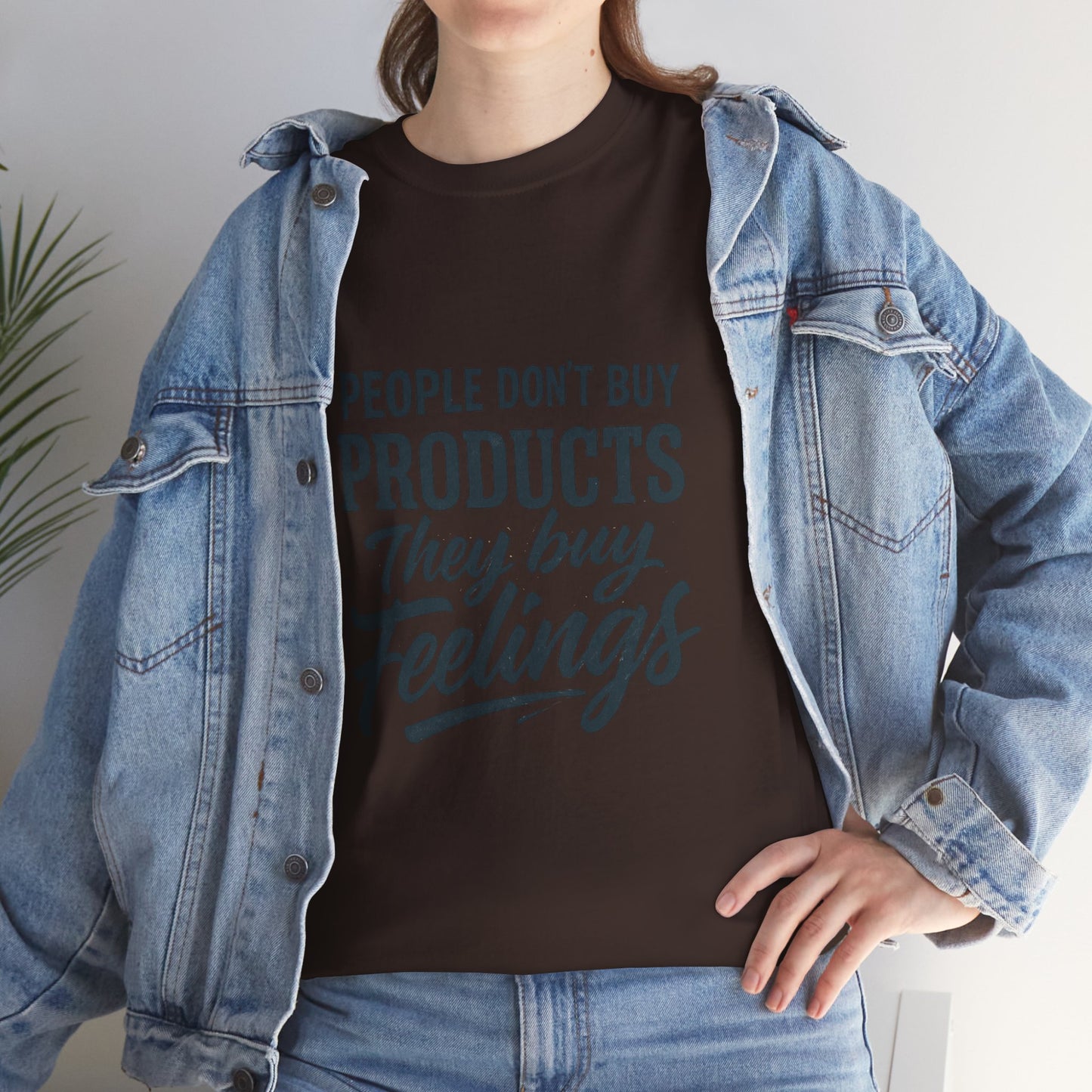 Unisex Heavy Cotton Tee: 'People Don't Buy Products, They Buy Feelings' - Casual Fashion, Gift Idea, Everyday Wear, Comfortable Style, [...]