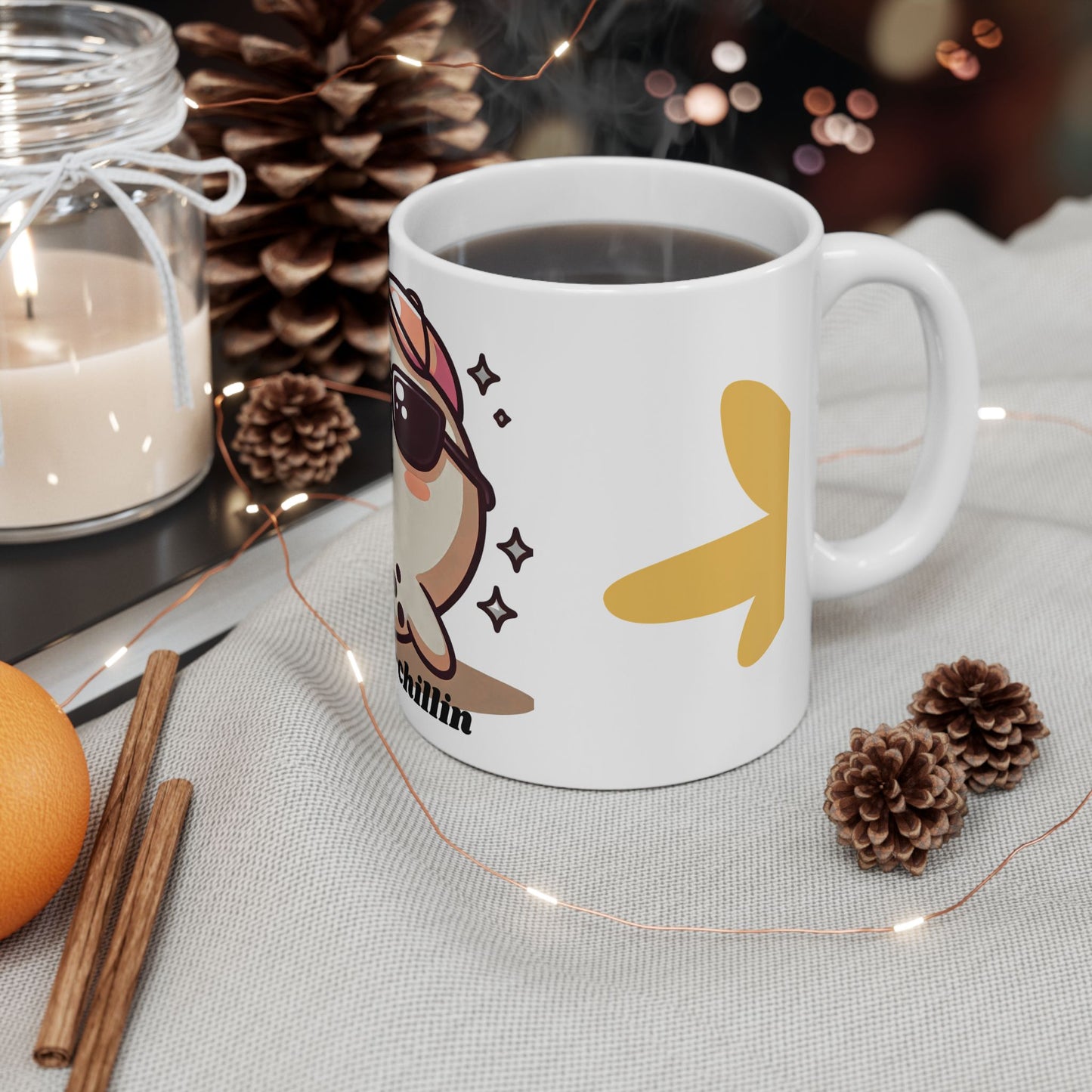 Cute Cha-Cha-Chillin Ceramic Mug, Funny Coffee Cup, Bubble Tea Lover Gift, Kawaii Drinkware, Quirky Mug
